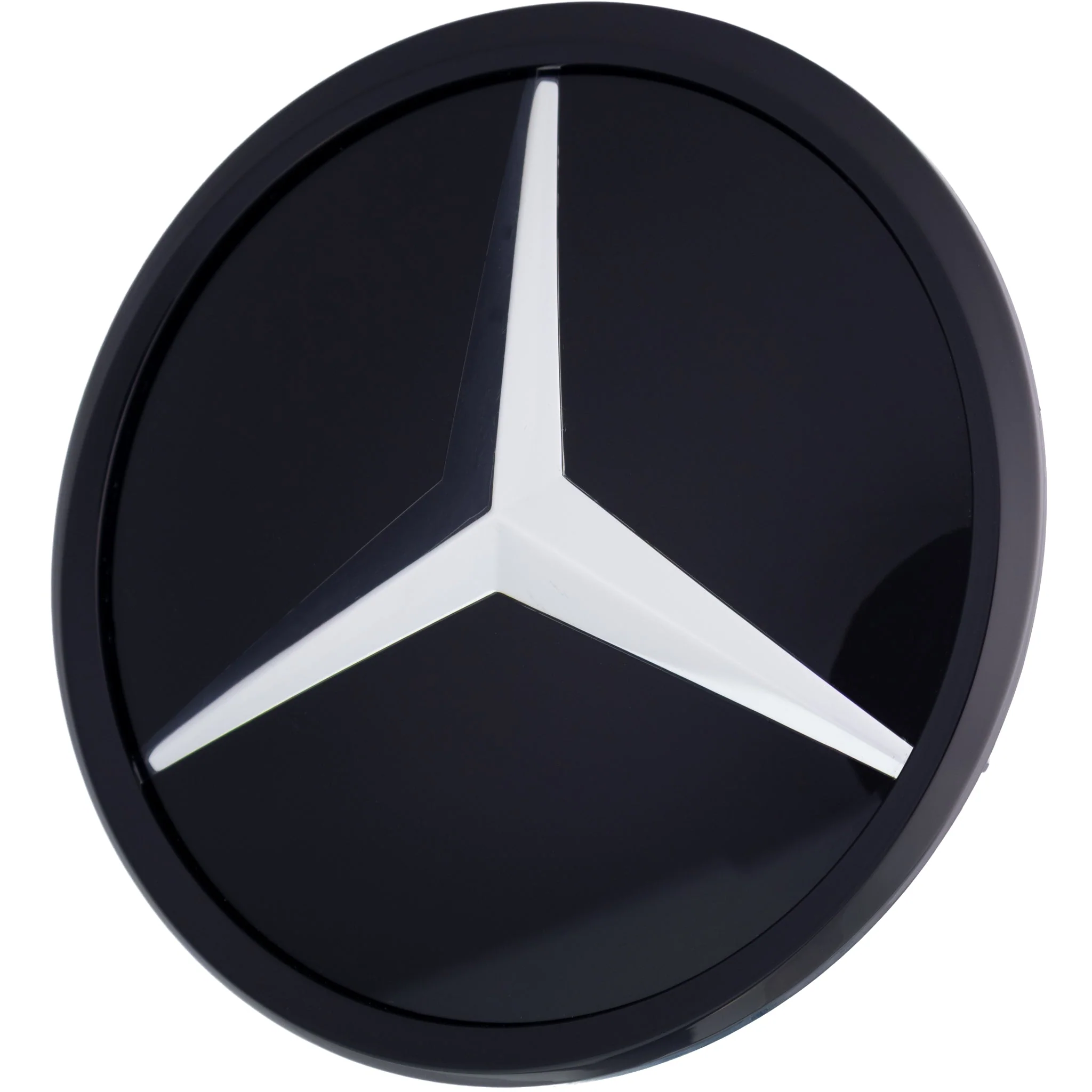 Mercedes Grille Emblem | Silver Black - Mirror Style – high-quality car emblem, wheel cap, steering wheel badge or accessory from CarluxParts