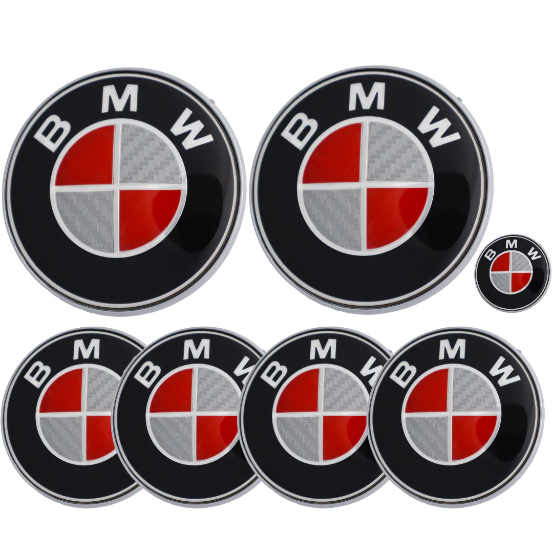 BMW Badge | Red & Grey – high-quality car emblem, wheel cap, steering wheel badge or accessory from CarluxParts