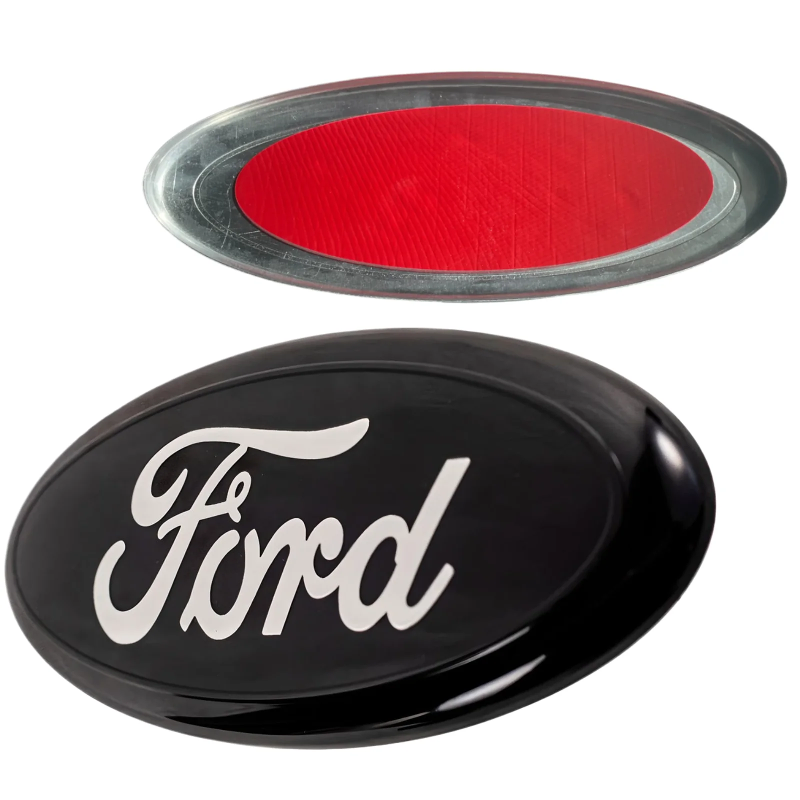 Ford Emblem Set Overlay | Black Chrome – high-quality car emblem, wheel cap, steering wheel badge or accessory from CarluxParts