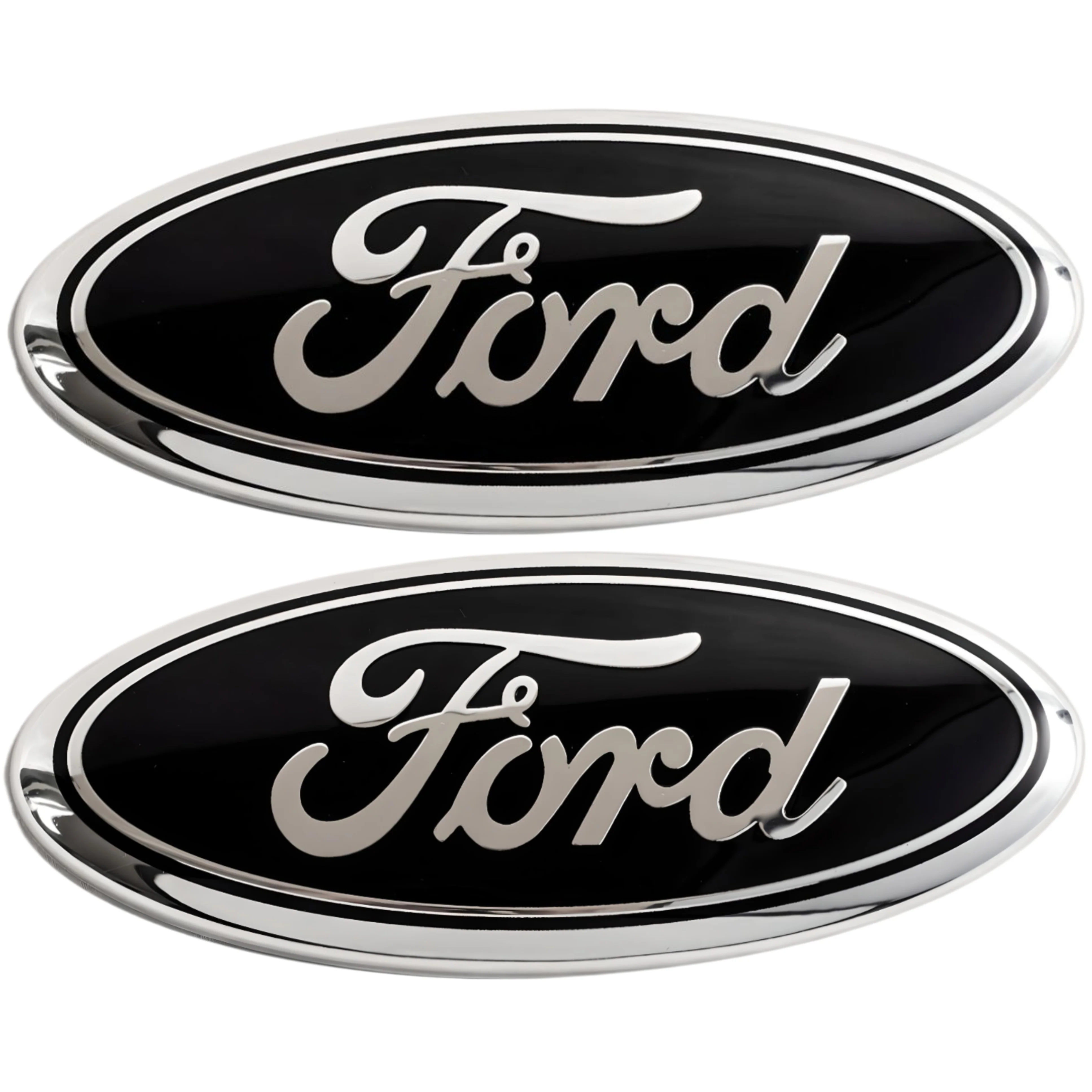 Ford Emblem Set Overlay | Silver Black – high-quality car emblem, wheel cap, steering wheel badge or accessory from CarluxParts