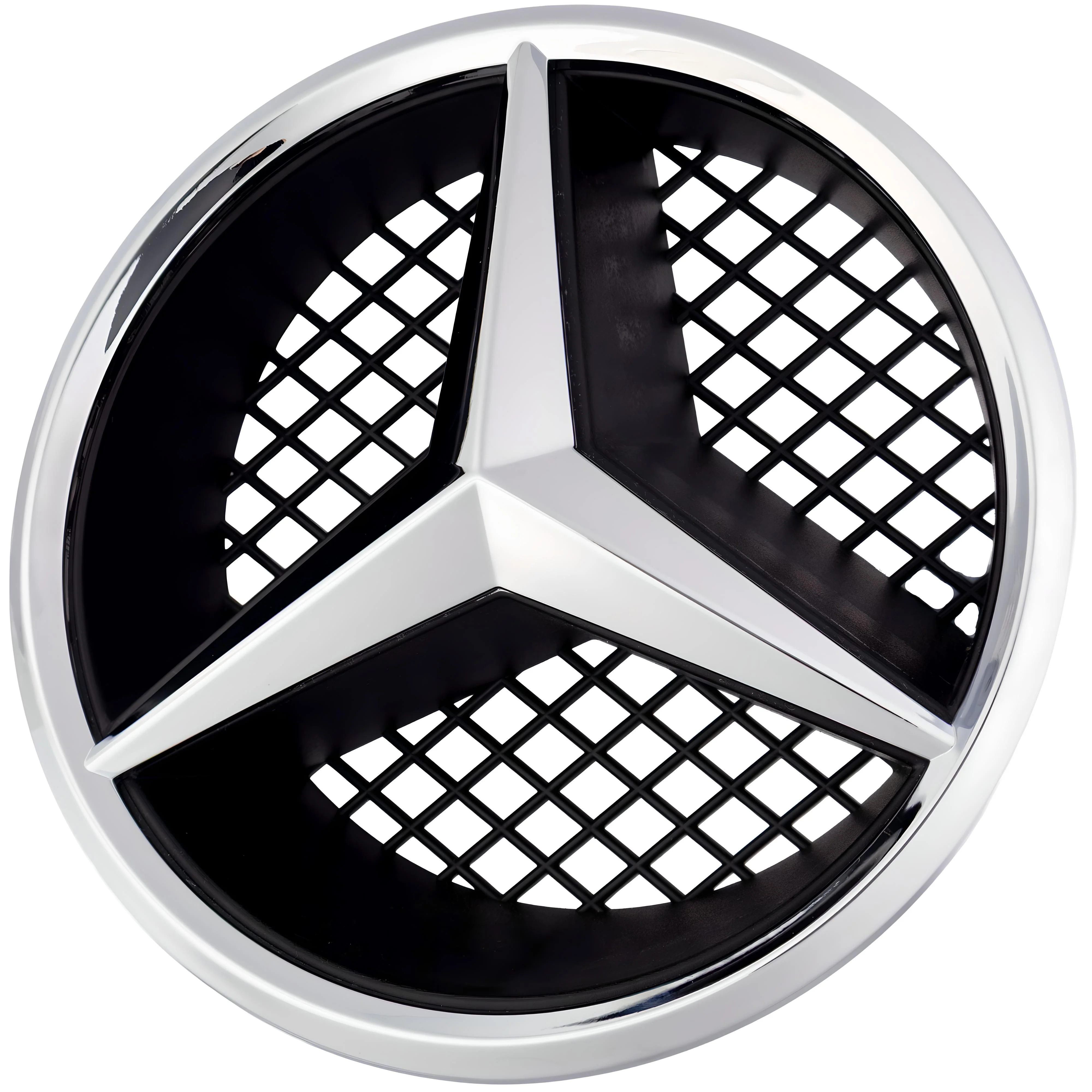 Mercedes Grille Emblem | Chrome - Grid Style – high-quality car emblem, wheel cap, steering wheel badge or accessory from CarluxParts