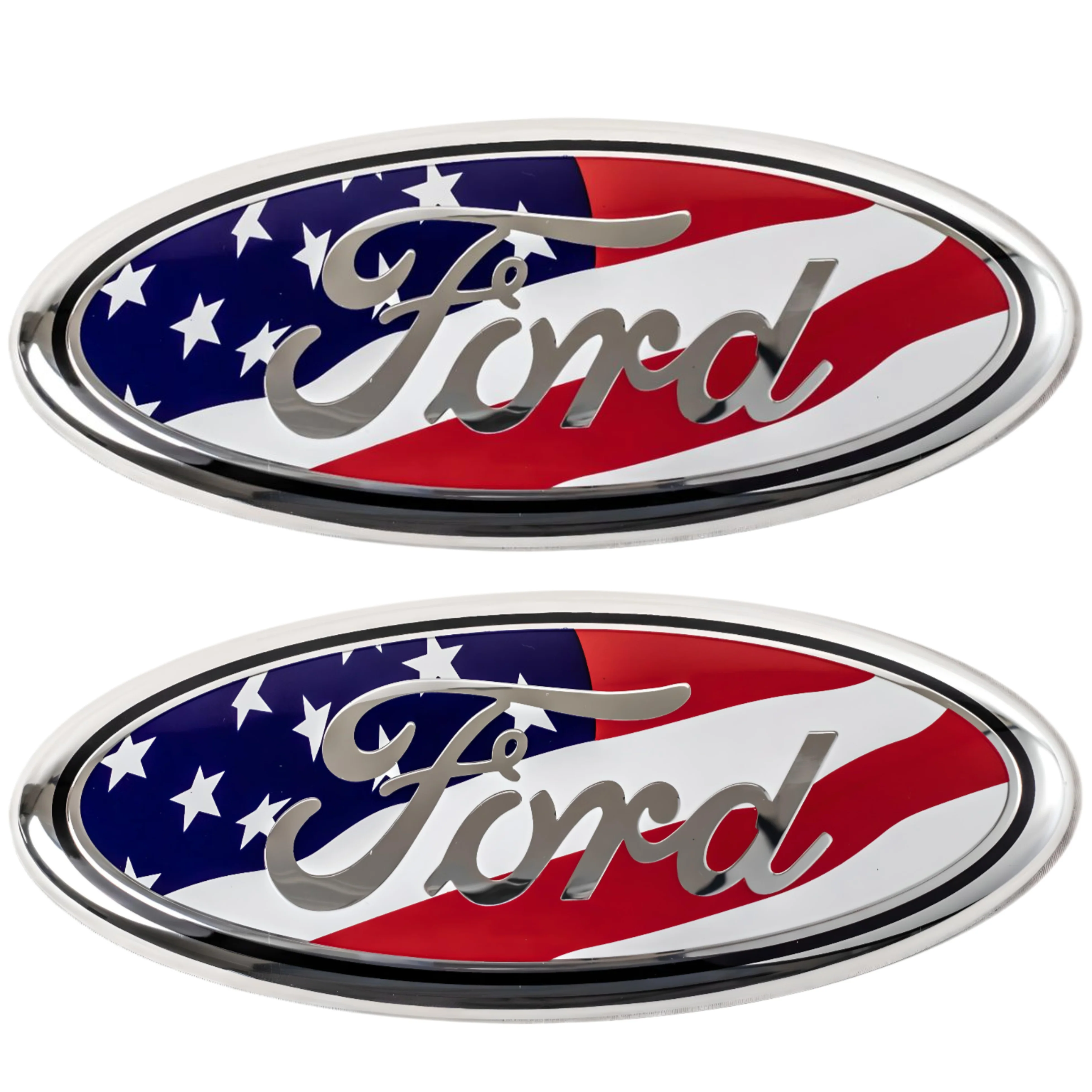 Ford Emblem Set Overlay | USA Flag – high-quality car emblem, wheel cap, steering wheel badge or accessory from CarluxParts