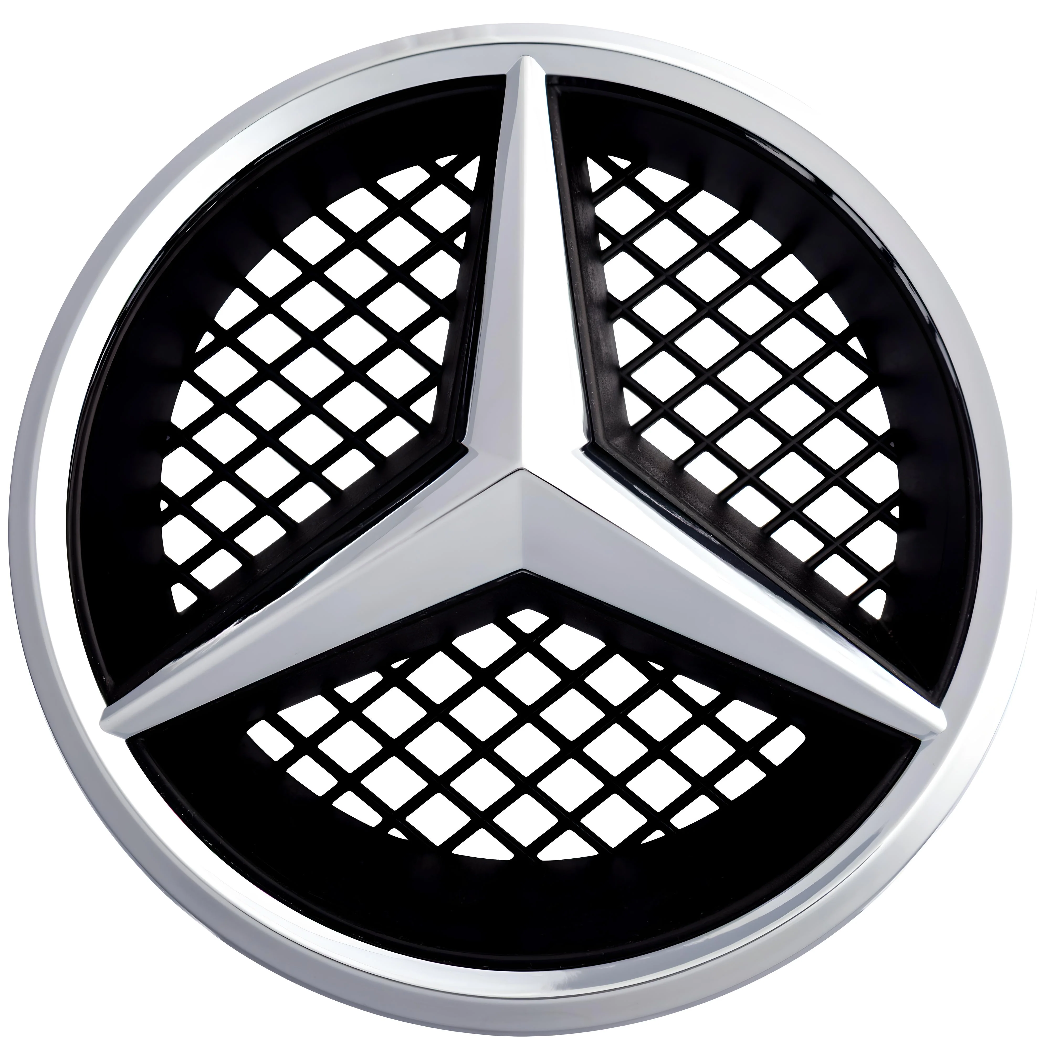 Mercedes Grille Emblem | Chrome - Grid Style – high-quality car emblem, wheel cap, steering wheel badge or accessory from CarluxParts