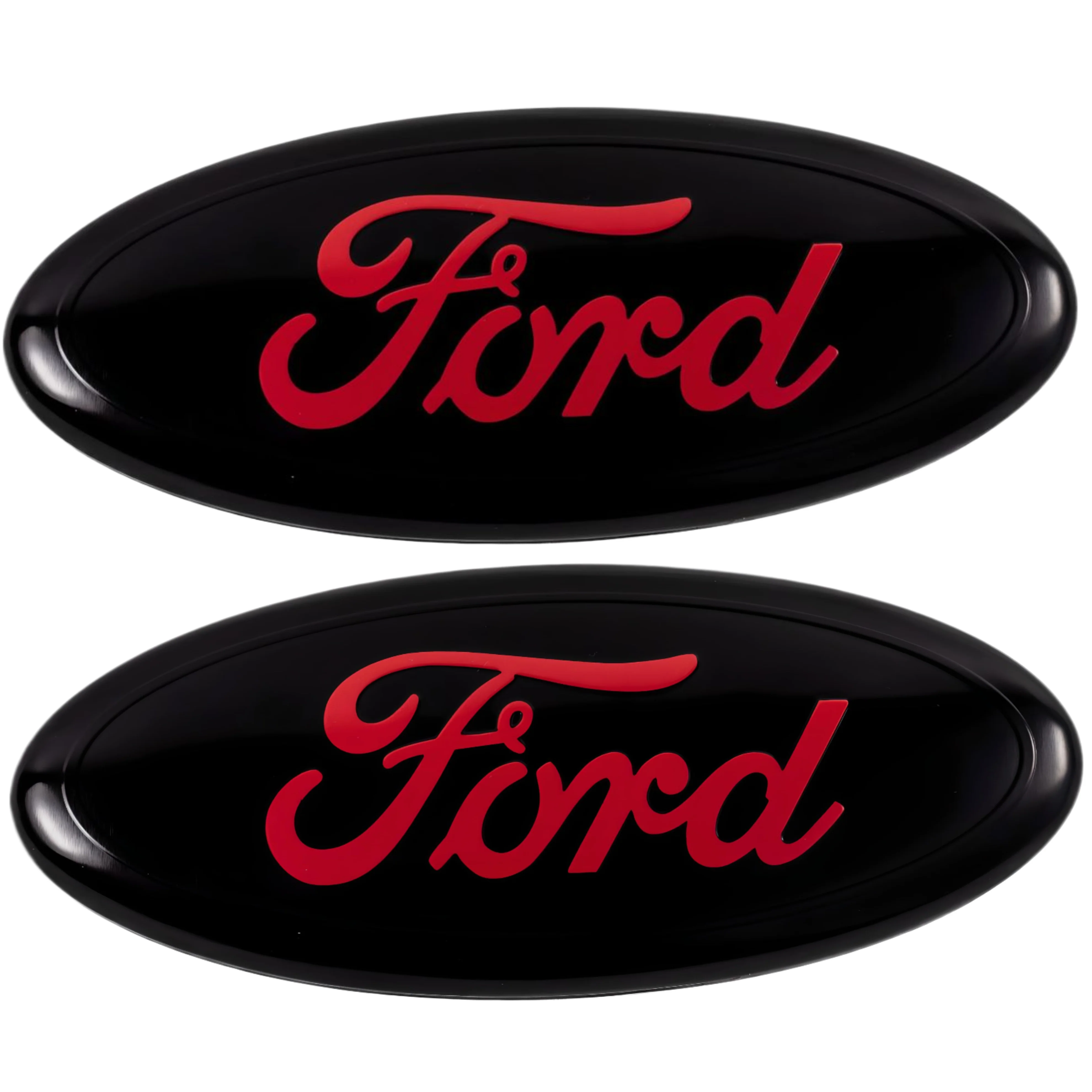 Ford Emblem Set Overlay | Black Red – high-quality car emblem, wheel cap, steering wheel badge or accessory from CarluxParts
