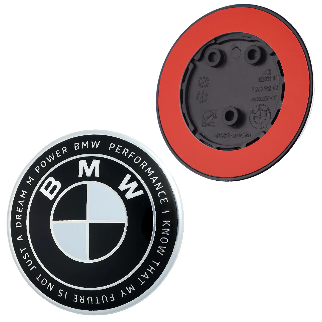 BMW 50th Anniversary Badge | Black & White – high-quality car emblem, wheel cap, steering wheel badge or accessory from CarluxParts