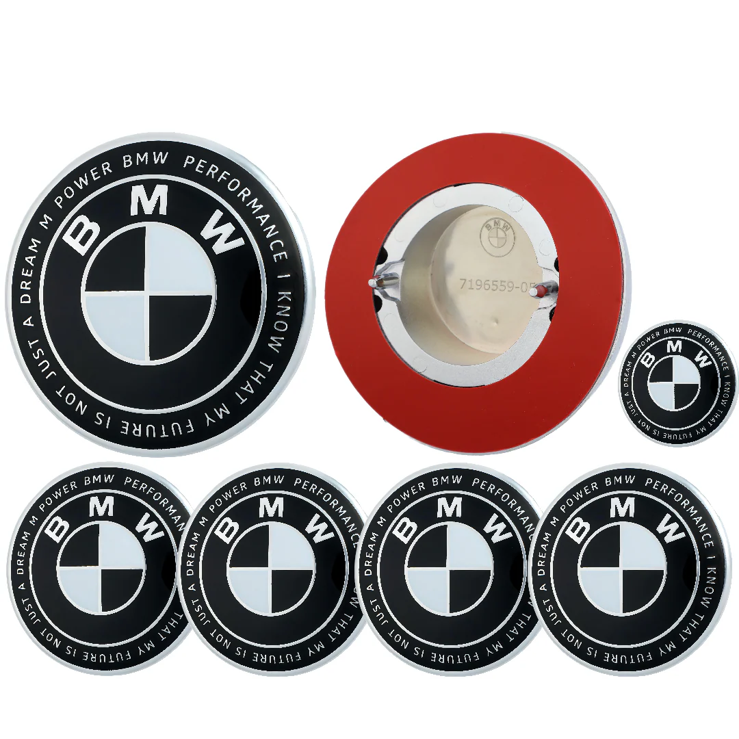 BMW 50th Anniversary Badge | Black & White – high-quality car emblem, wheel cap, steering wheel badge or accessory from CarluxParts