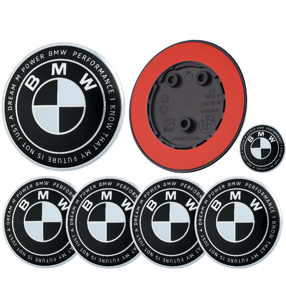 BMW 50th Anniversary Badge | Black & White – high-quality car emblem, wheel cap, steering wheel badge or accessory from CarluxParts