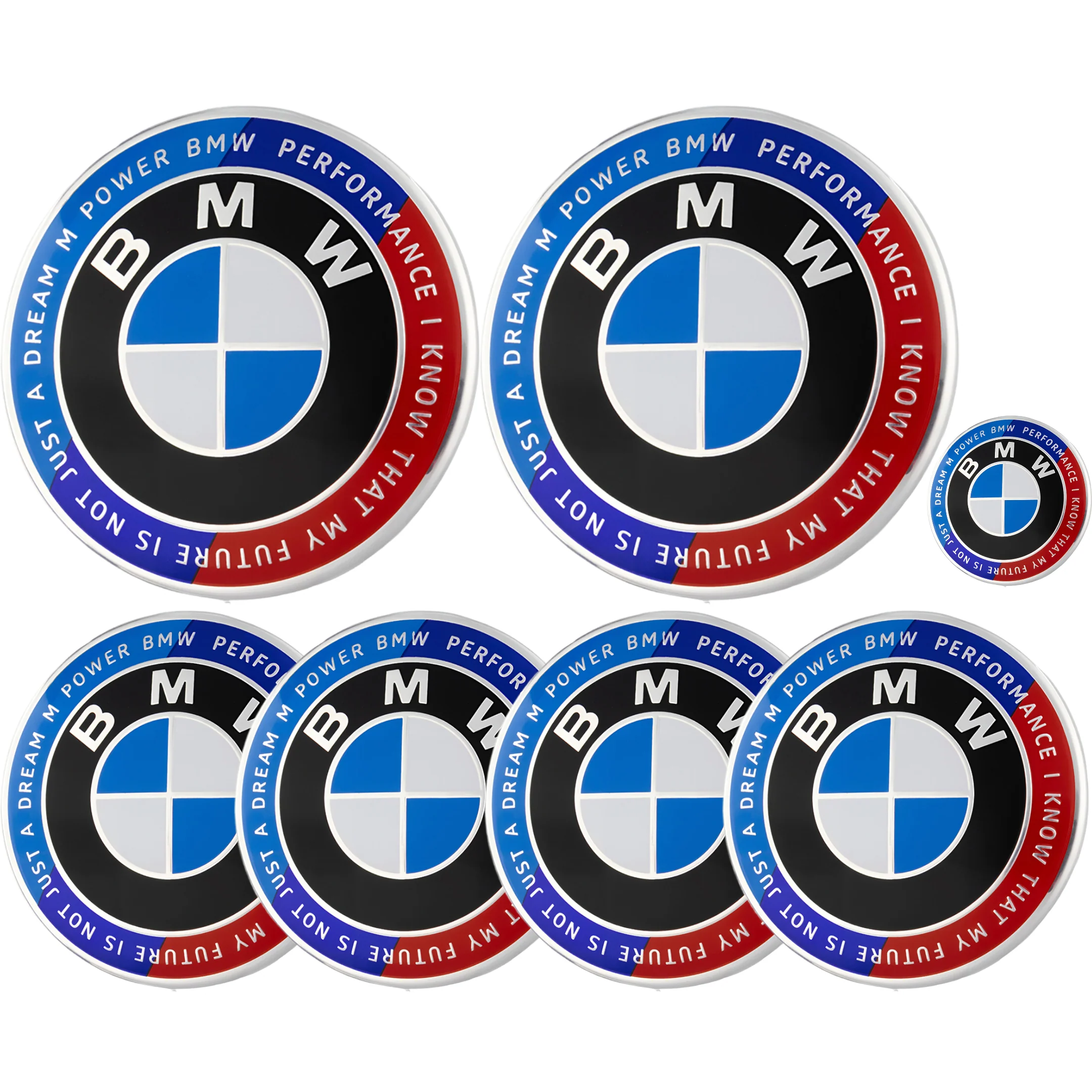 BMW 50th Anniversary Badge | Blue & Red – high-quality car emblem, wheel cap, steering wheel badge or accessory from CarluxParts