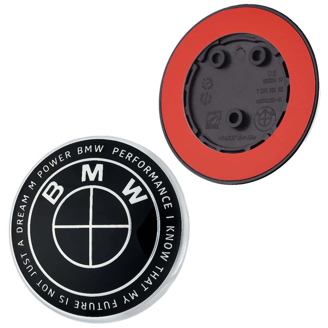 BMW 50th Anniversary Badge | Full Black – high-quality car emblem, wheel cap, steering wheel badge or accessory from CarluxParts