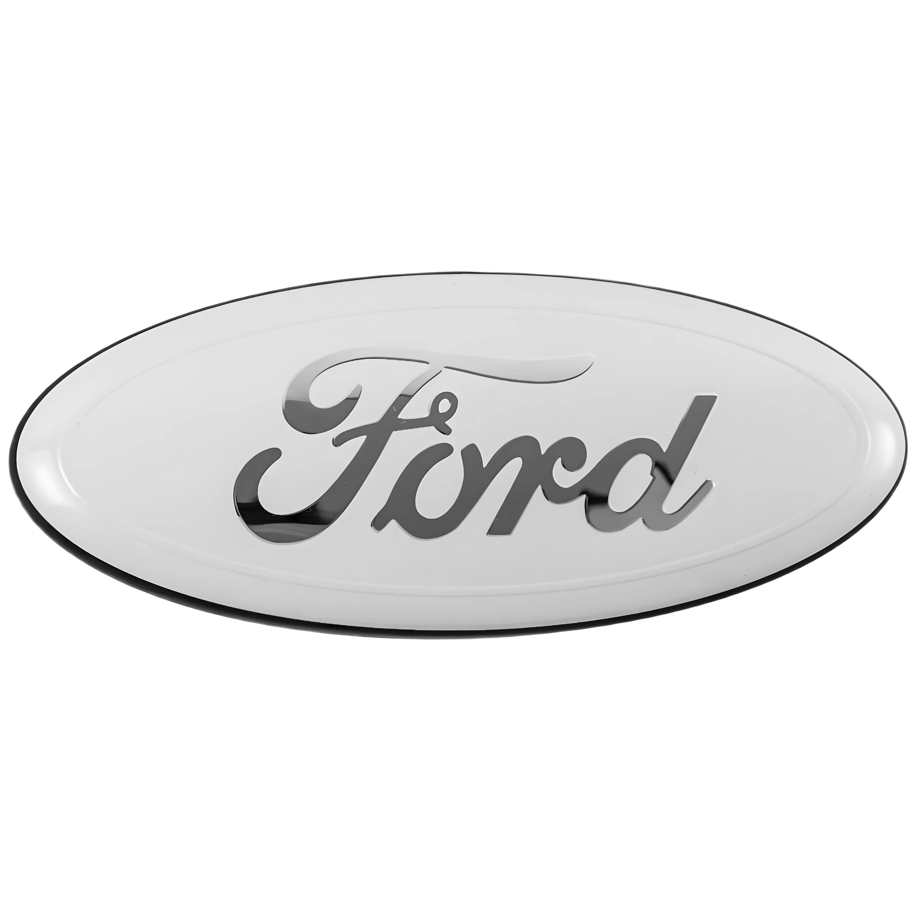 Ford Emblem Overlay | Chrome White – high-quality car emblem, wheel cap, steering wheel badge or accessory from CarluxParts