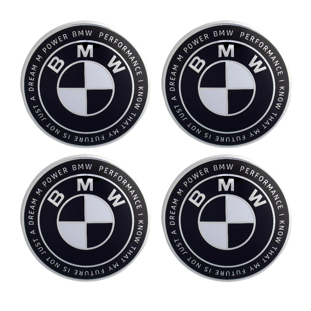 BMW 50th Anniversary Badge | Black & White – high-quality car emblem, wheel cap, steering wheel badge or accessory from CarluxParts