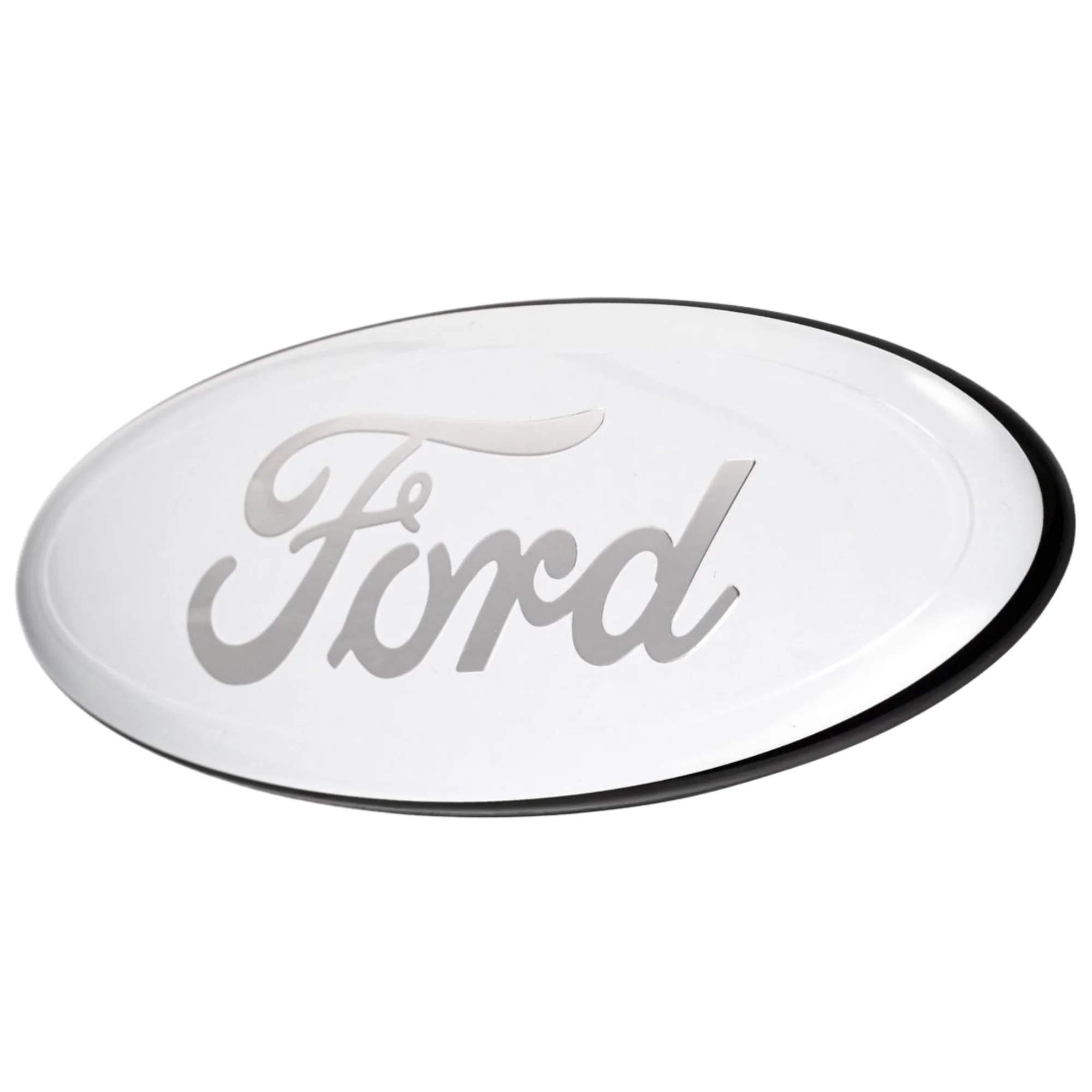 Ford Emblem Overlay | Chrome White – high-quality car emblem, wheel cap, steering wheel badge or accessory from CarluxParts