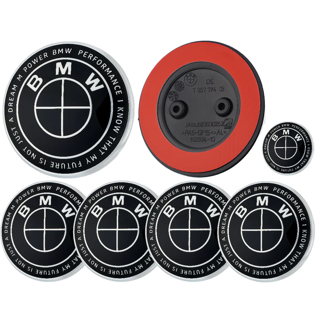 BMW 50th Anniversary Badge | Full Black – high-quality car emblem, wheel cap, steering wheel badge or accessory from CarluxParts