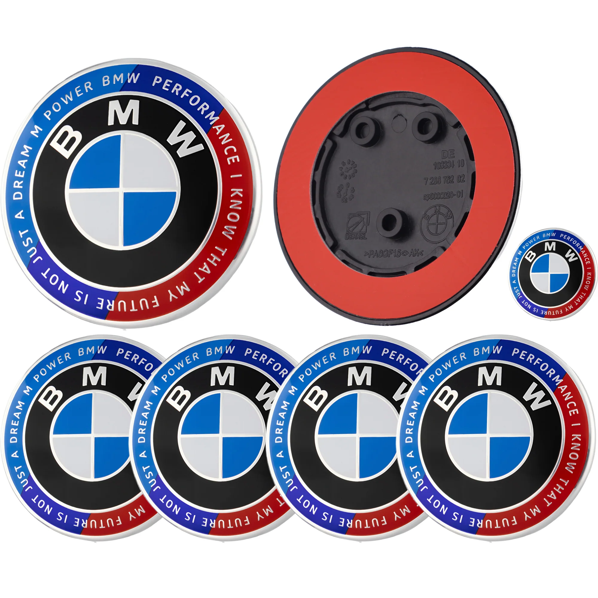 BMW 50th Anniversary Badge | Blue & Red – high-quality car emblem, wheel cap, steering wheel badge or accessory from CarluxParts