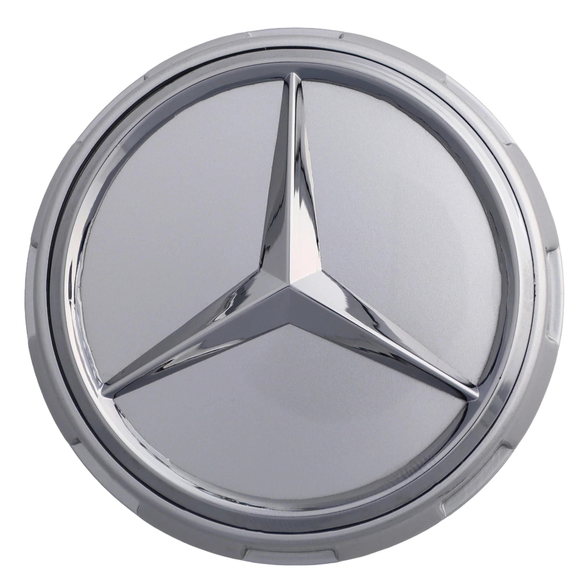 Mercedes Elevated Hub Caps | Platinum Silver – high-quality car emblem, wheel cap, steering wheel badge or accessory from CarluxParts