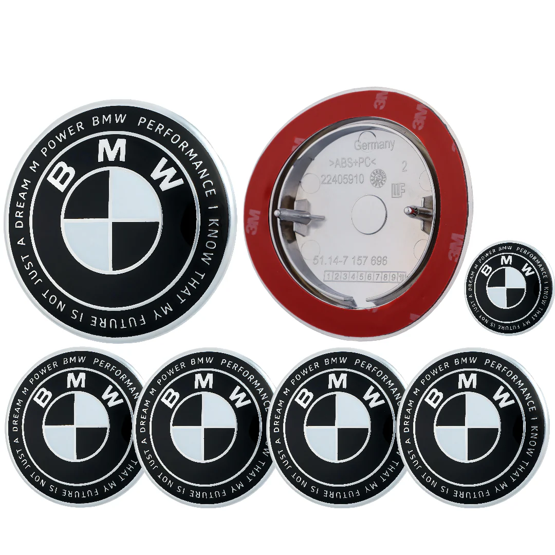 BMW 50th Anniversary Badge | Black & White – high-quality car emblem, wheel cap, steering wheel badge or accessory from CarluxParts