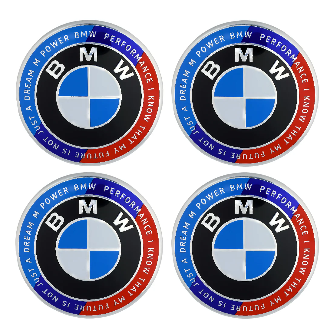 BMW 50th Anniversary Badge | Blue & Red – high-quality car emblem, wheel cap, steering wheel badge or accessory from CarluxParts