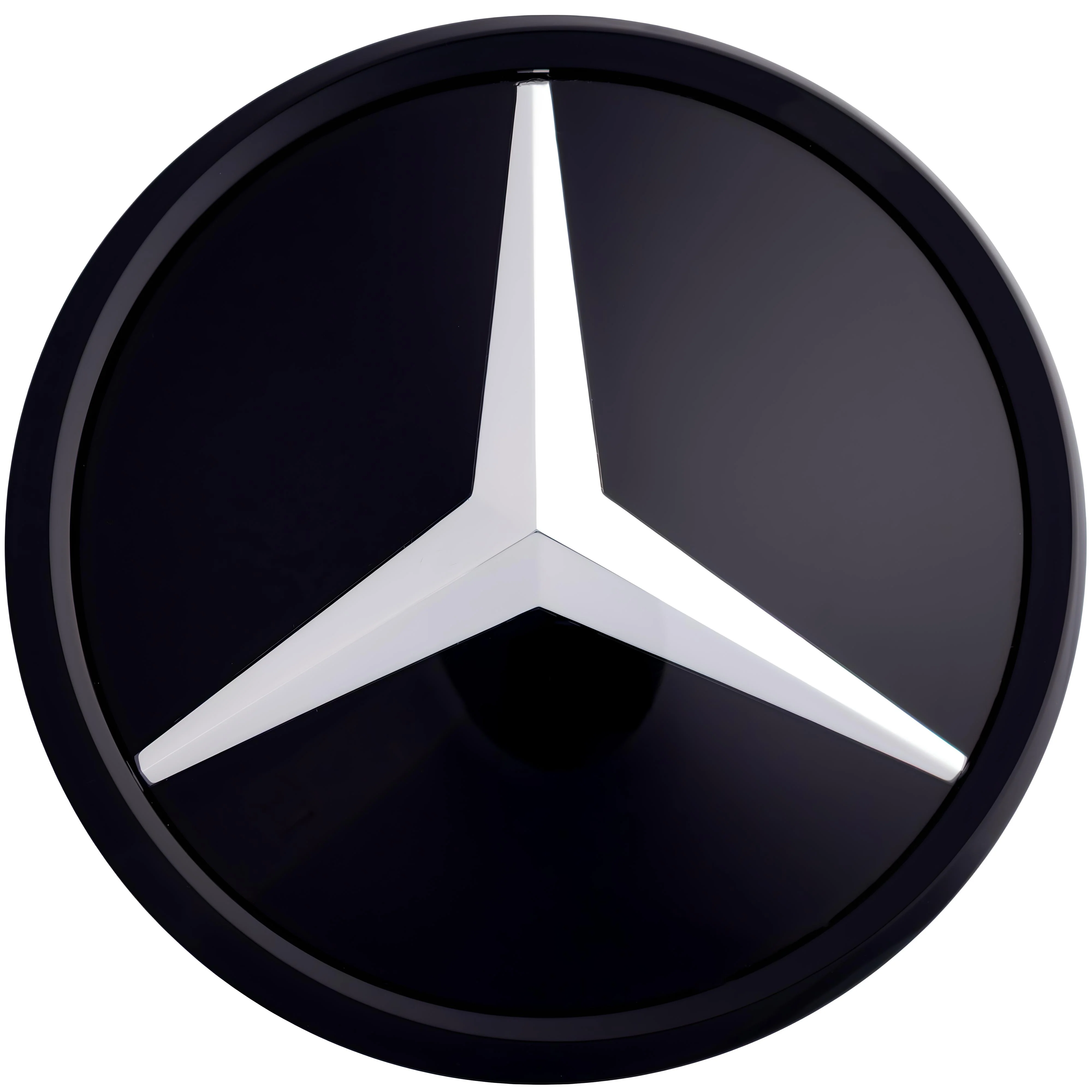 Mercedes Grille Emblem | Silver Black - Mirror Style – high-quality car emblem, wheel cap, steering wheel badge or accessory from CarluxParts