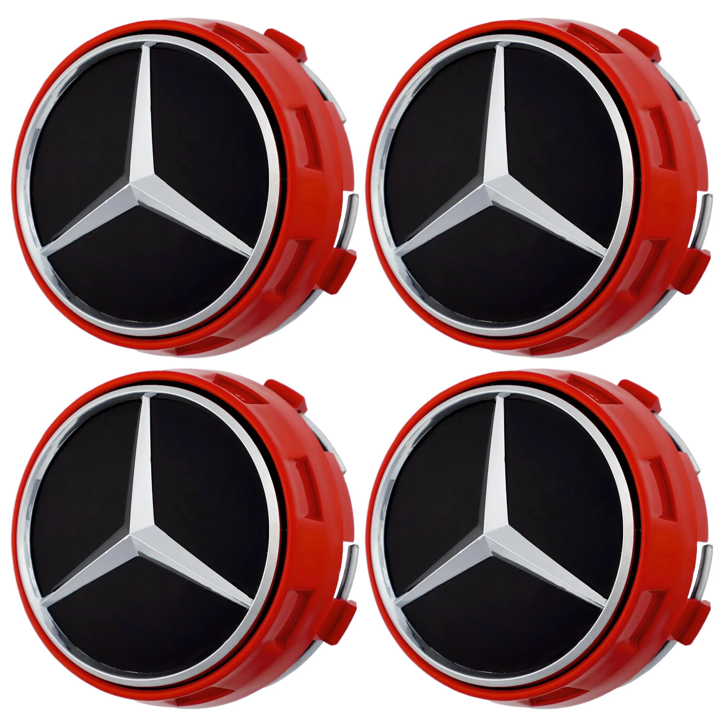 Mercedes Elevated Hub Caps | Gloss Red – high-quality car emblem, wheel cap, steering wheel badge or accessory from CarluxParts