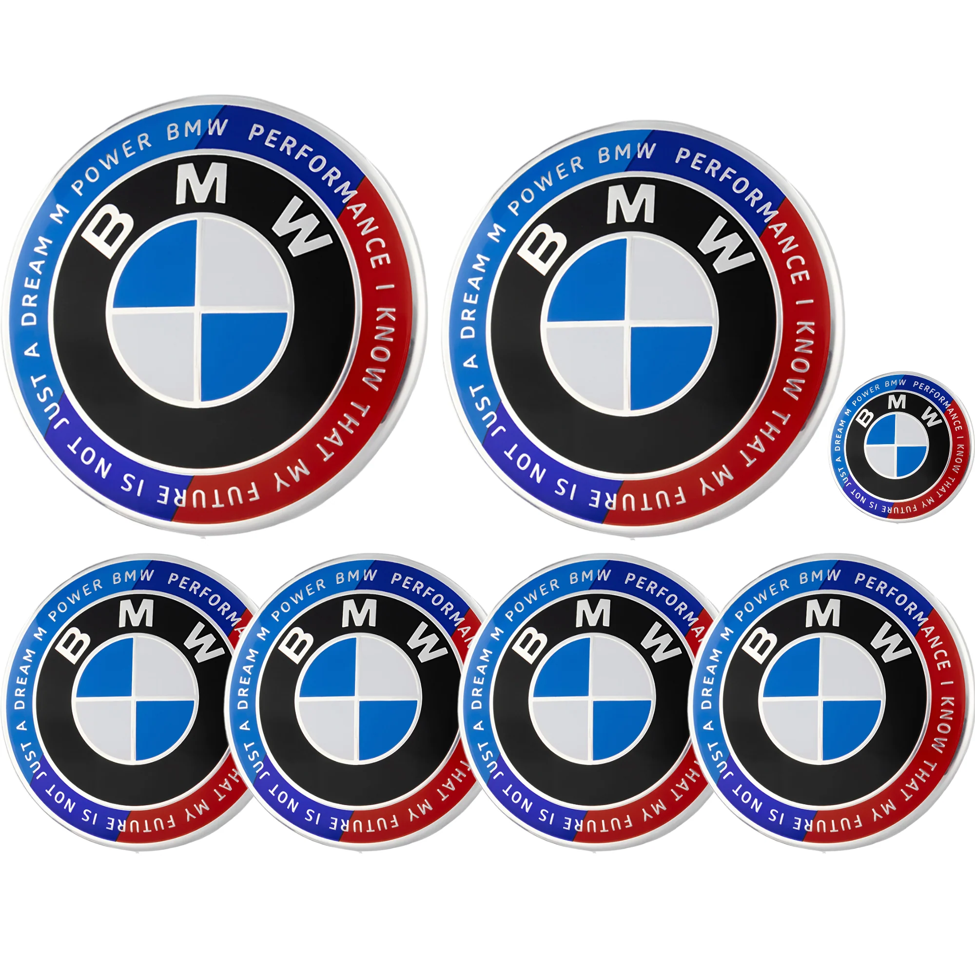 BMW 50th Anniversary Badge | Blue & Red – high-quality car emblem, wheel cap, steering wheel badge or accessory from CarluxParts