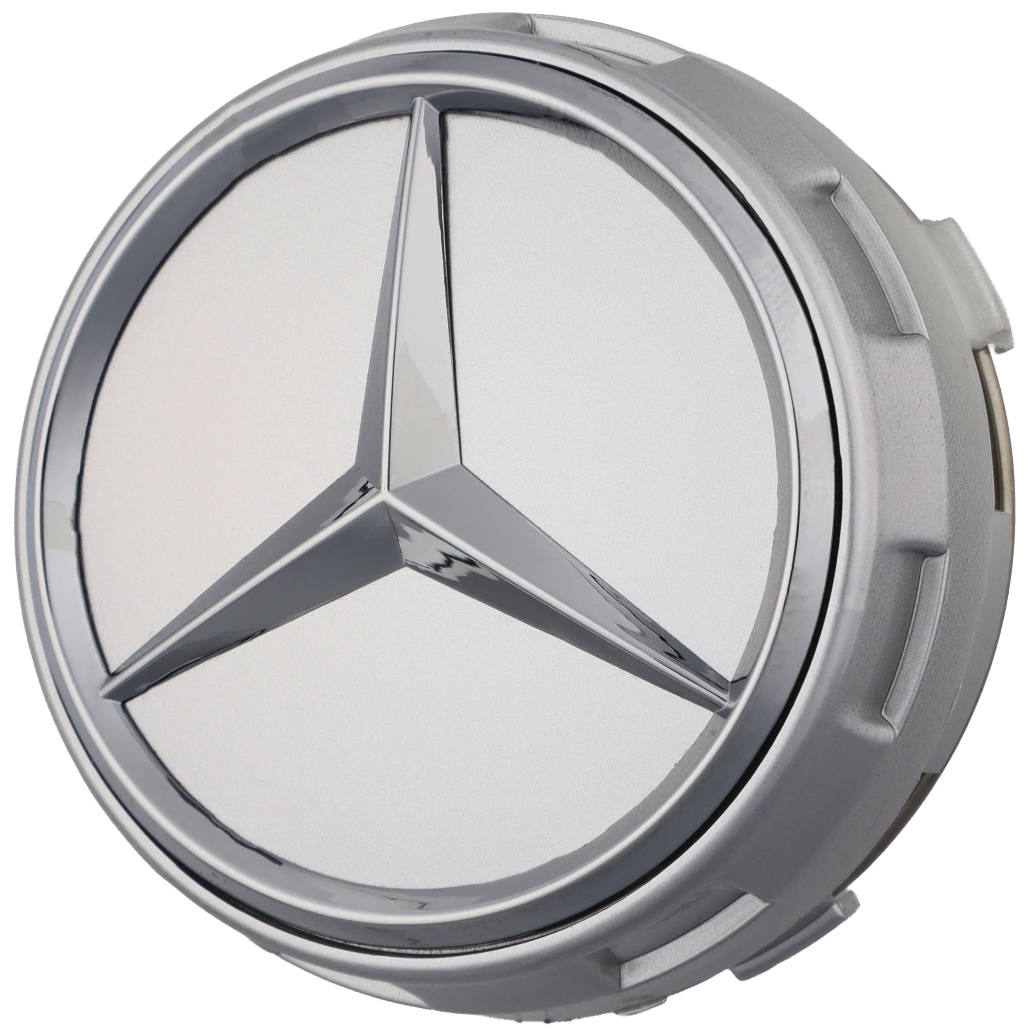 Mercedes Elevated Hub Caps | Platinum Silver – high-quality car emblem, wheel cap, steering wheel badge or accessory from CarluxParts