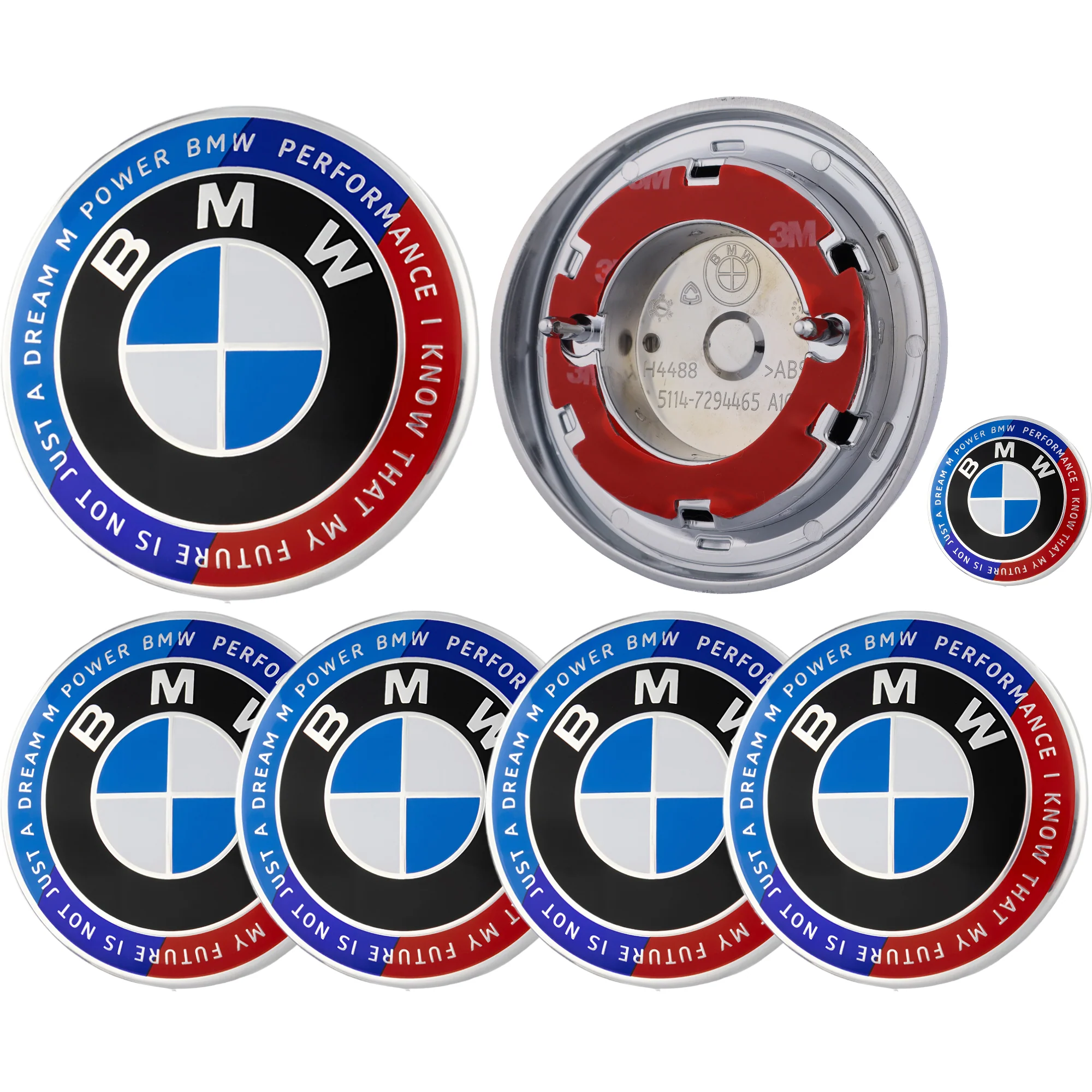 BMW 50th Anniversary Badge | Blue & Red – high-quality car emblem, wheel cap, steering wheel badge or accessory from CarluxParts