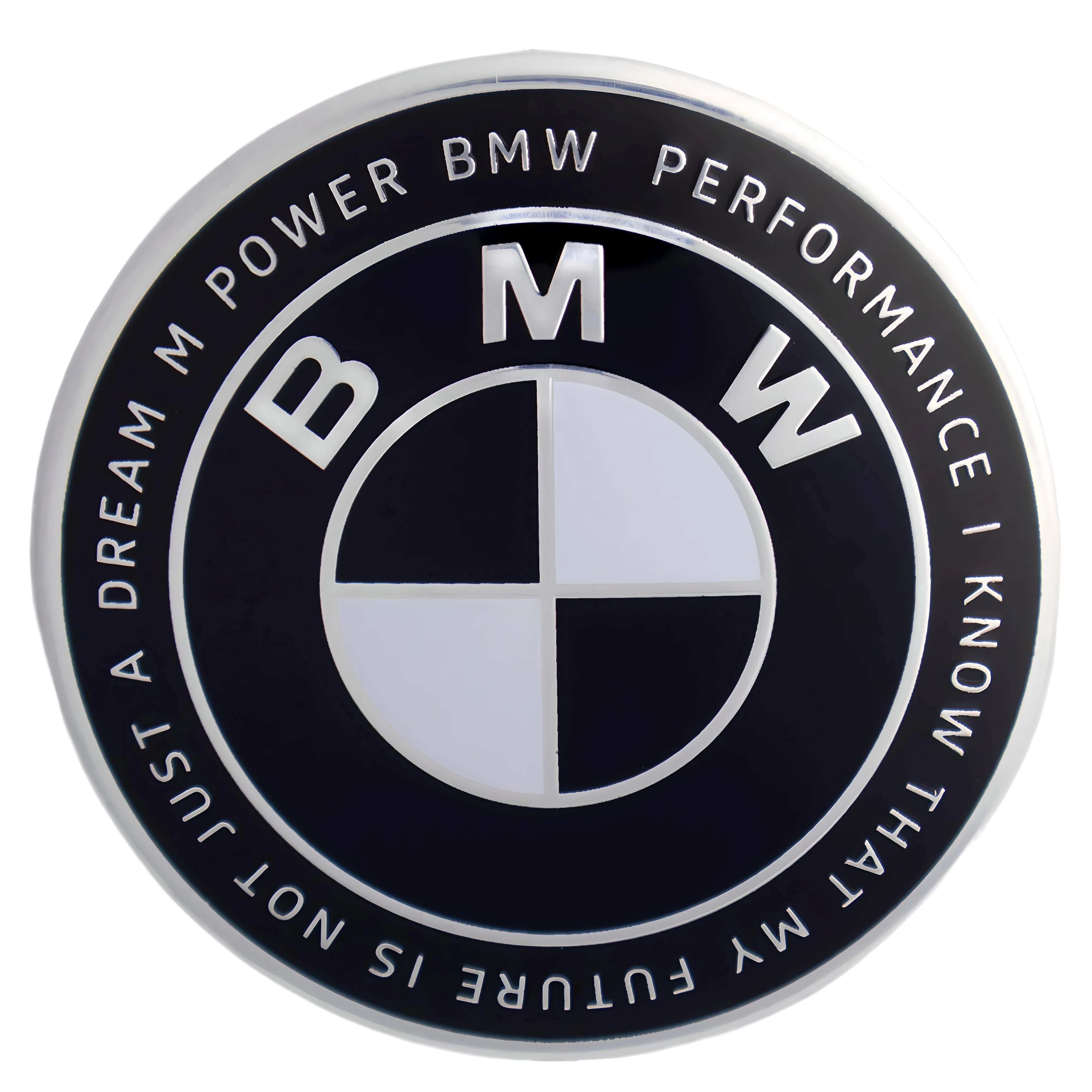 BMW 50th Anniversary Badge | Black & White – high-quality car emblem, wheel cap, steering wheel badge or accessory from CarluxParts