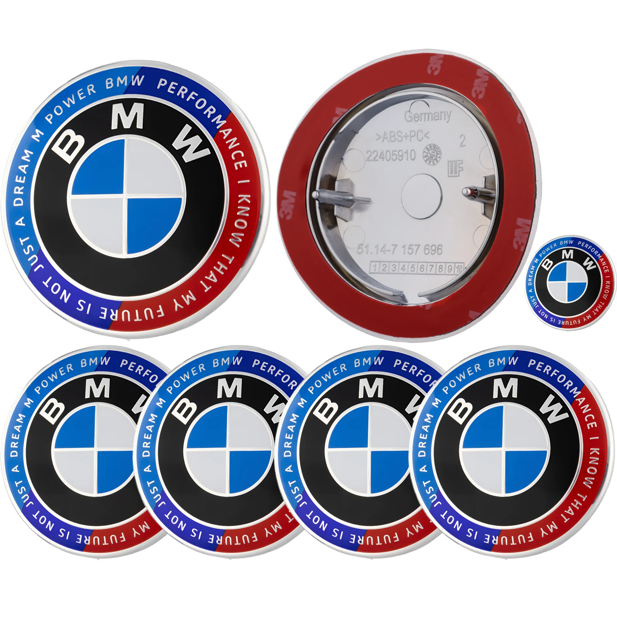BMW 50th Anniversary Badge | Blue & Red – high-quality car emblem, wheel cap, steering wheel badge or accessory from CarluxParts