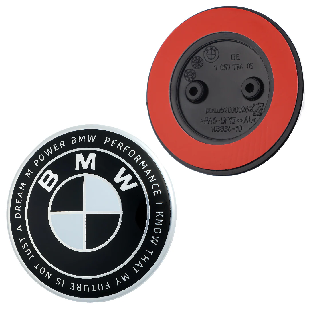 BMW 50th Anniversary Badge | Black & White – high-quality car emblem, wheel cap, steering wheel badge or accessory from CarluxParts