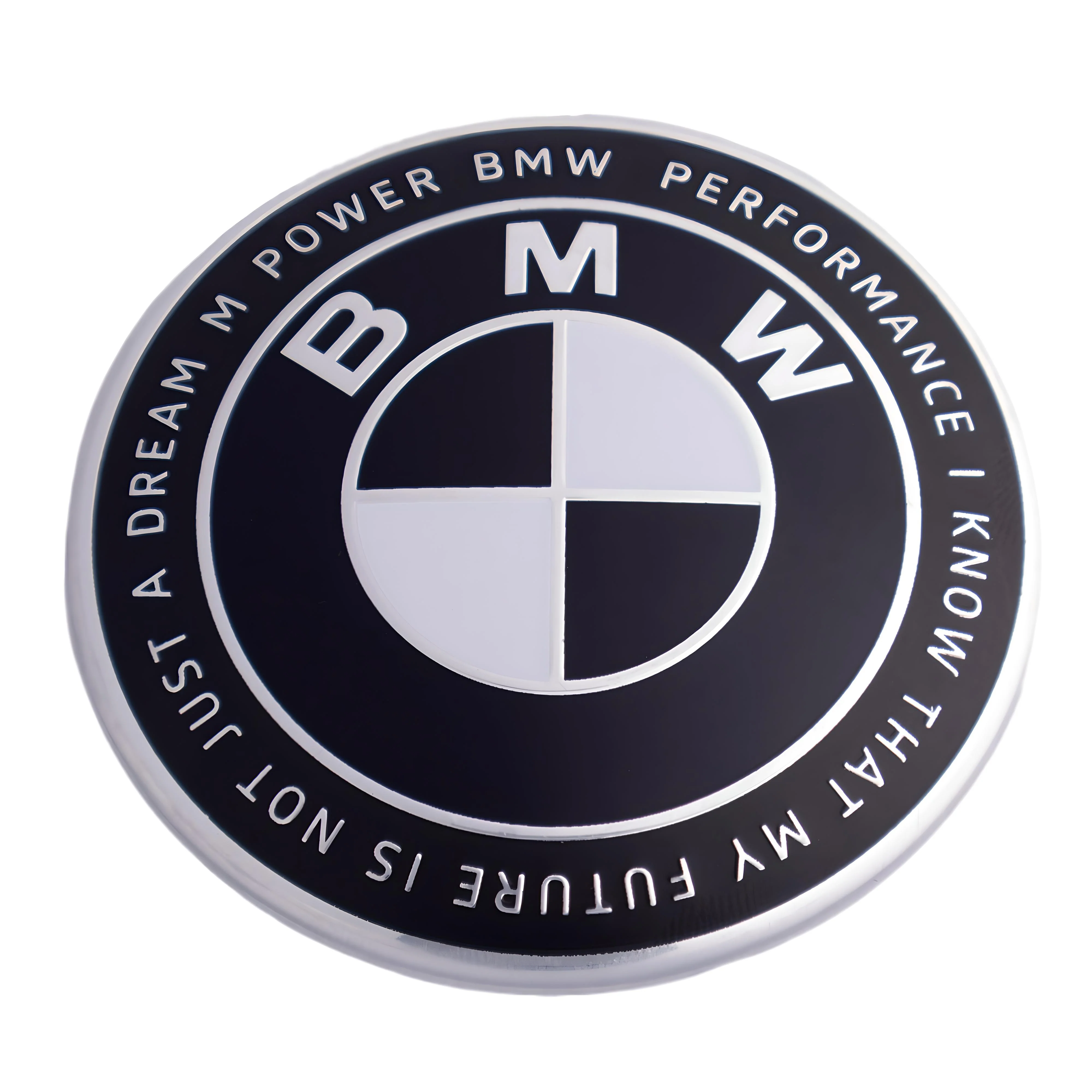 BMW 50th Anniversary Badge | Black & White – high-quality car emblem, wheel cap, steering wheel badge or accessory from CarluxParts