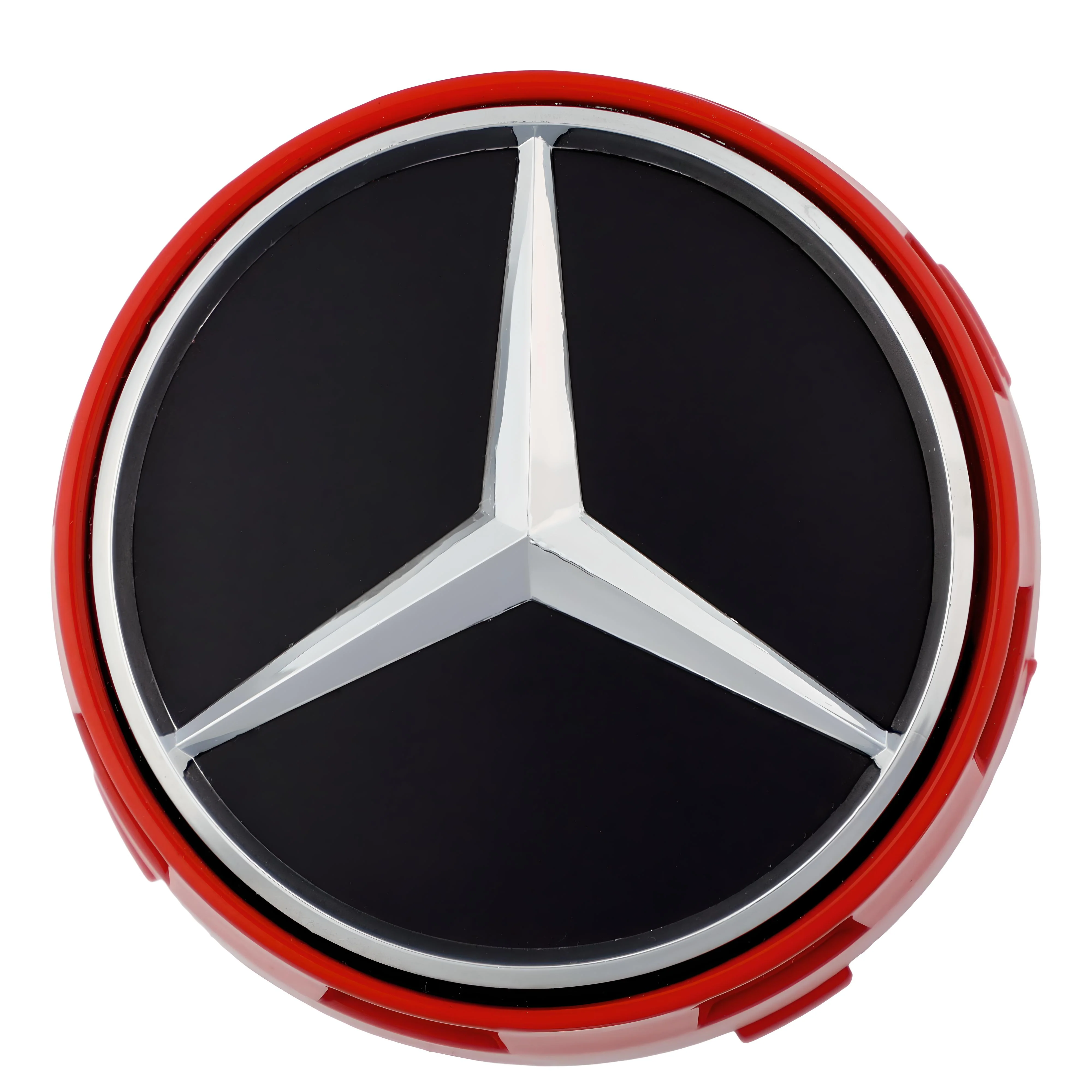 Mercedes Elevated Hub Caps | Gloss Red – high-quality car emblem, wheel cap, steering wheel badge or accessory from CarluxParts