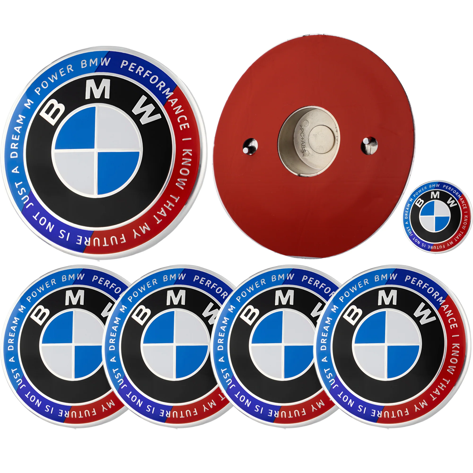 BMW 50th Anniversary Badge | Blue & Red – high-quality car emblem, wheel cap, steering wheel badge or accessory from CarluxParts