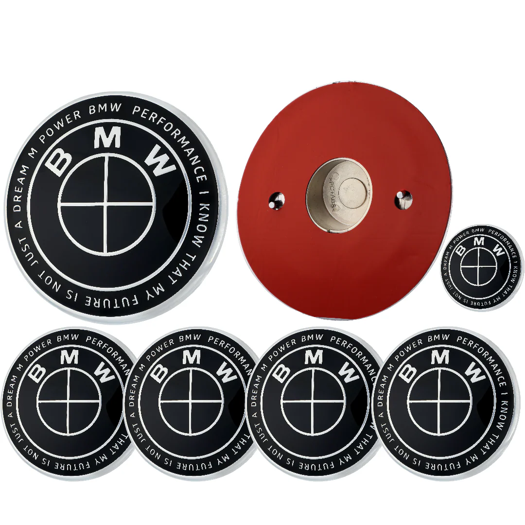 BMW 50th Anniversary Badge | Full Black – high-quality car emblem, wheel cap, steering wheel badge or accessory from CarluxParts