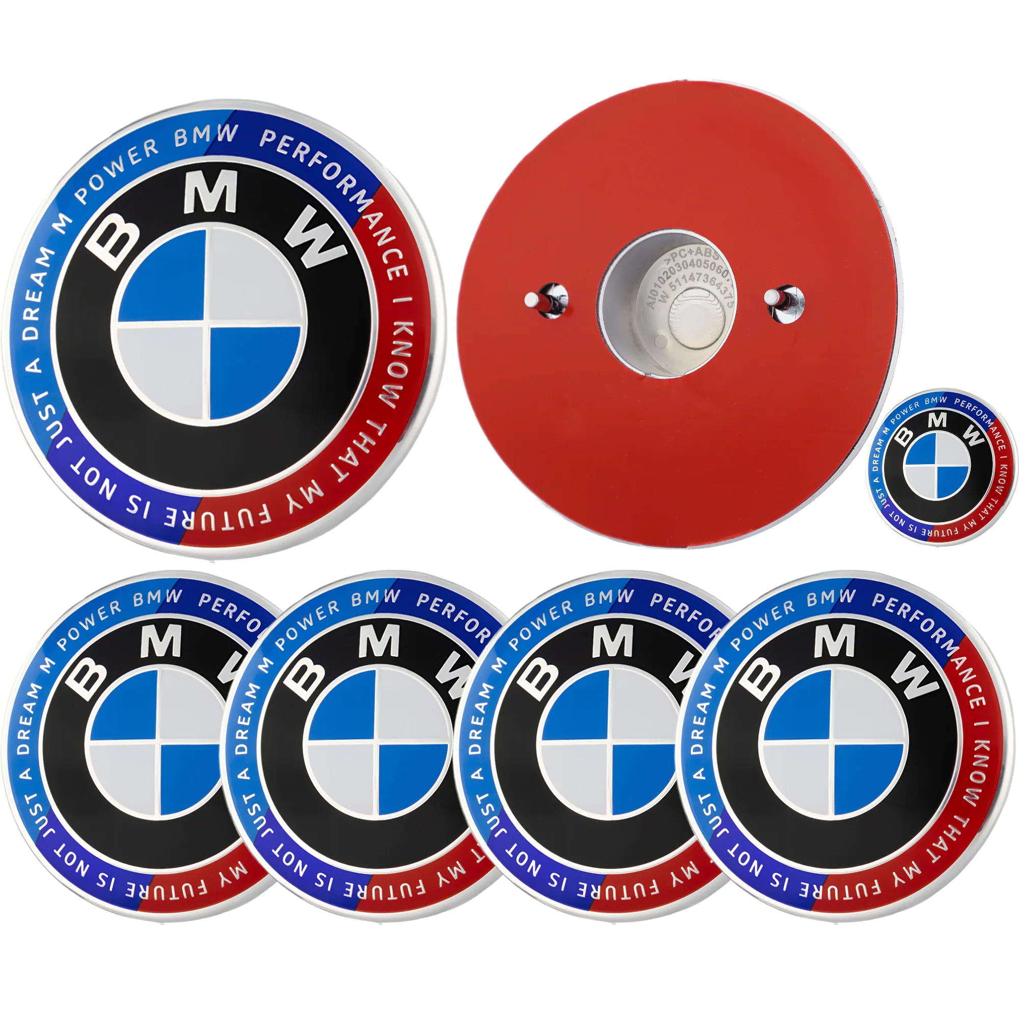 BMW 50th Anniversary Badge | Blue & Red – high-quality car emblem, wheel cap, steering wheel badge or accessory from CarluxParts