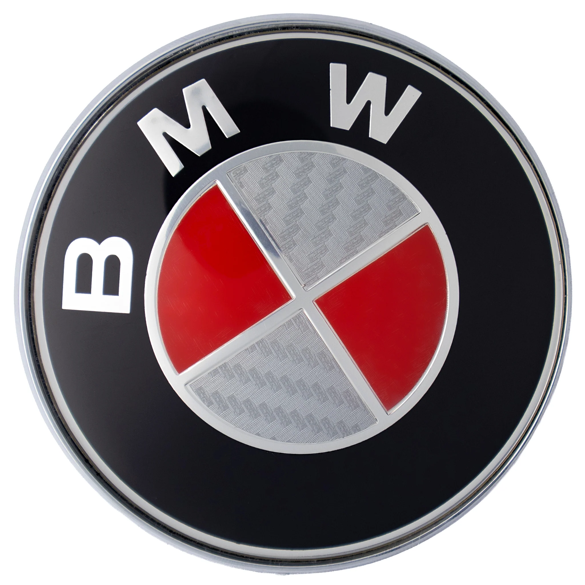 BMW Badge | Red & Grey – high-quality car emblem, wheel cap, steering wheel badge or accessory from CarluxParts