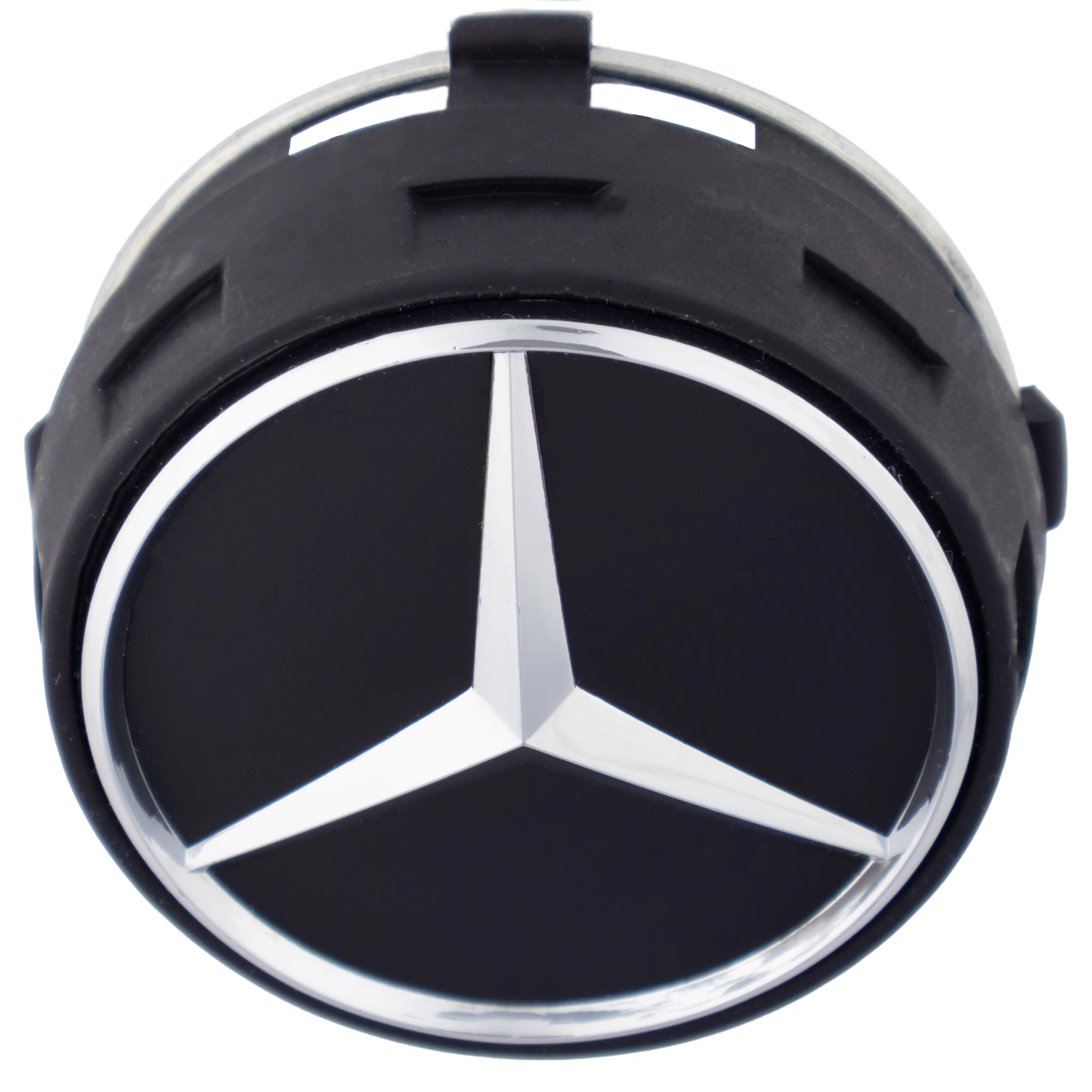 Mercedes Elevated Hub Caps | Matte Black – high-quality car emblem, wheel cap, steering wheel badge or accessory from CarluxParts