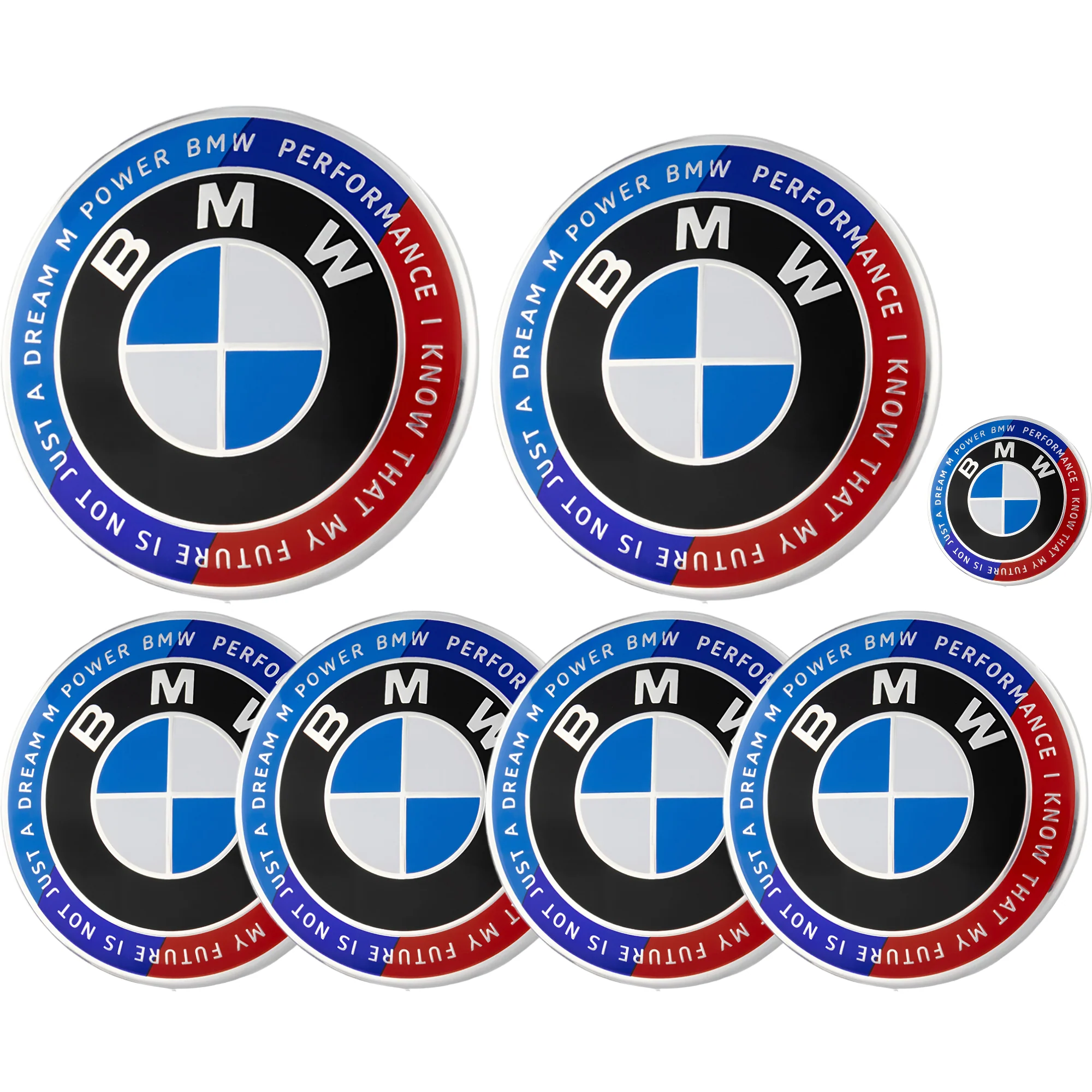 BMW 50th Anniversary Badge | Blue & Red – high-quality car emblem, wheel cap, steering wheel badge or accessory from CarluxParts