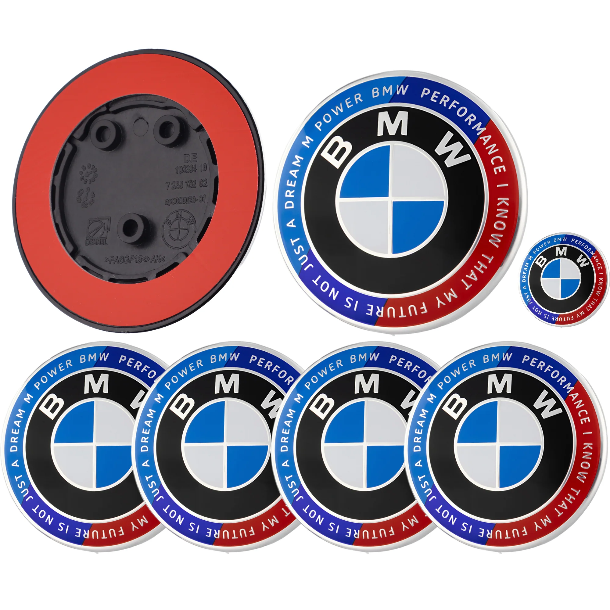 BMW 50th Anniversary Badge | Blue & Red – high-quality car emblem, wheel cap, steering wheel badge or accessory from CarluxParts