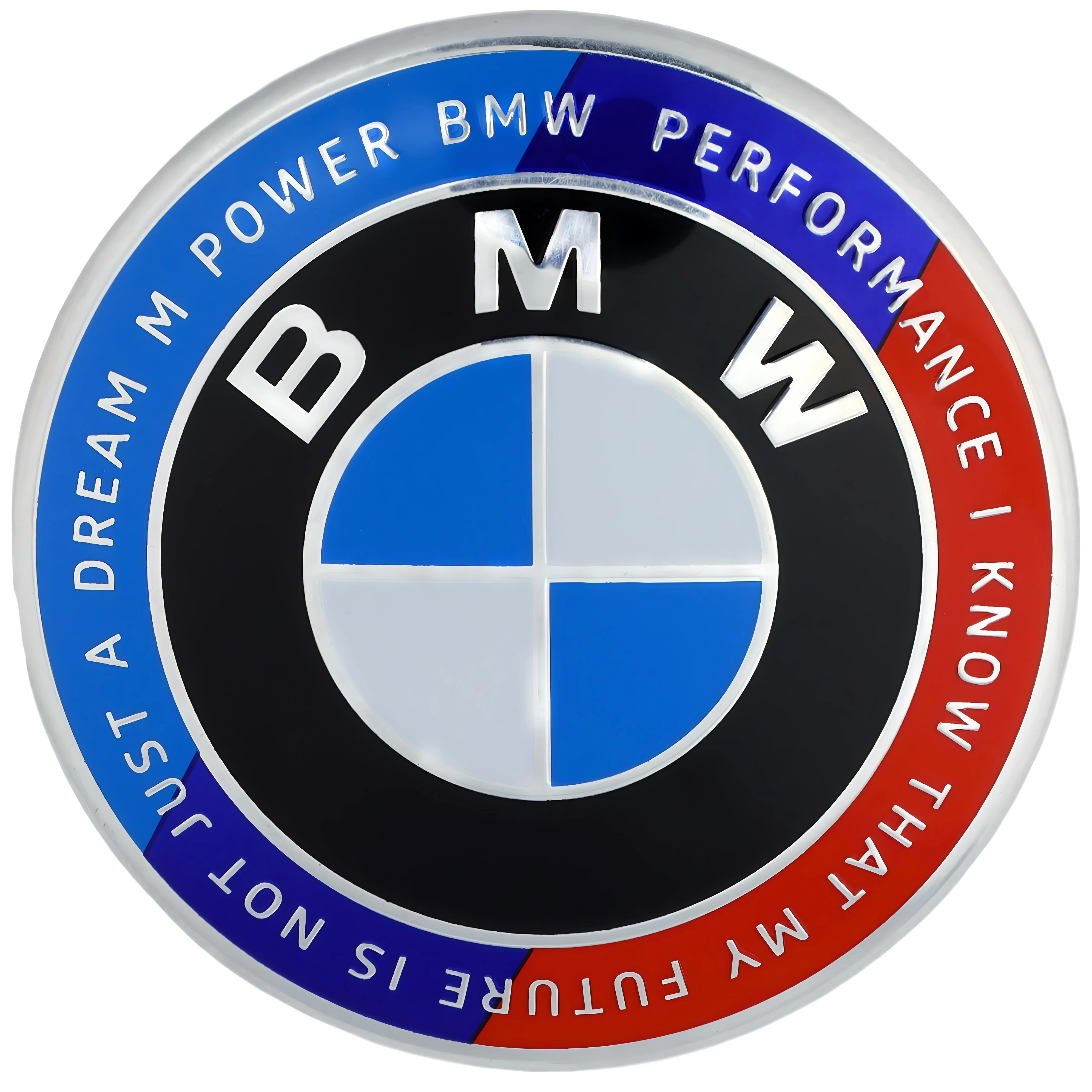 BMW 50th Anniversary Badge | Blue & Red – high-quality car emblem, wheel cap, steering wheel badge or accessory from CarluxParts