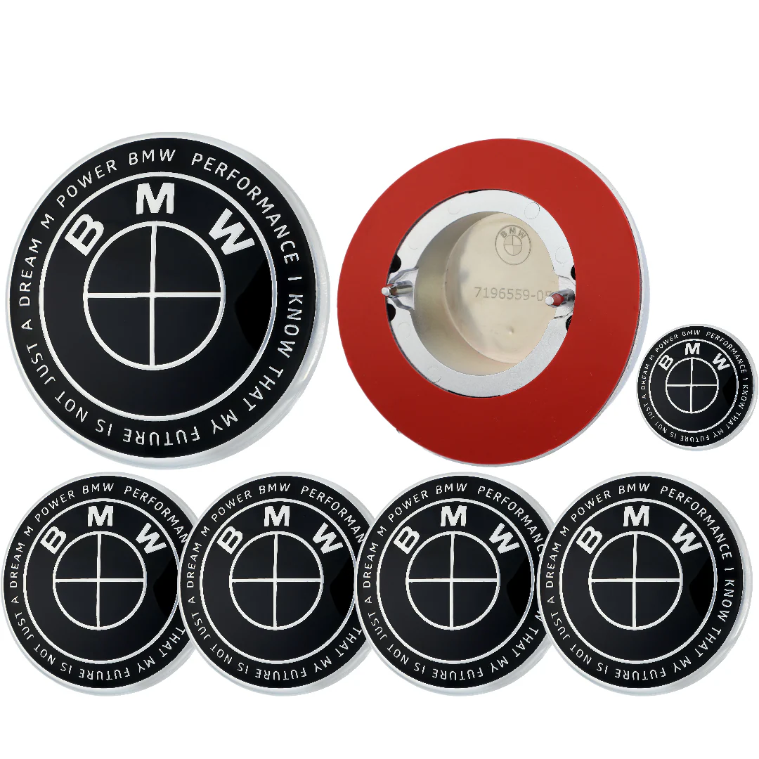 BMW 50th Anniversary Badge | Full Black – high-quality car emblem, wheel cap, steering wheel badge or accessory from CarluxParts