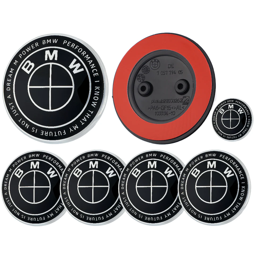 BMW 50th Anniversary Badge | Full Black – high-quality car emblem, wheel cap, steering wheel badge or accessory from CarluxParts