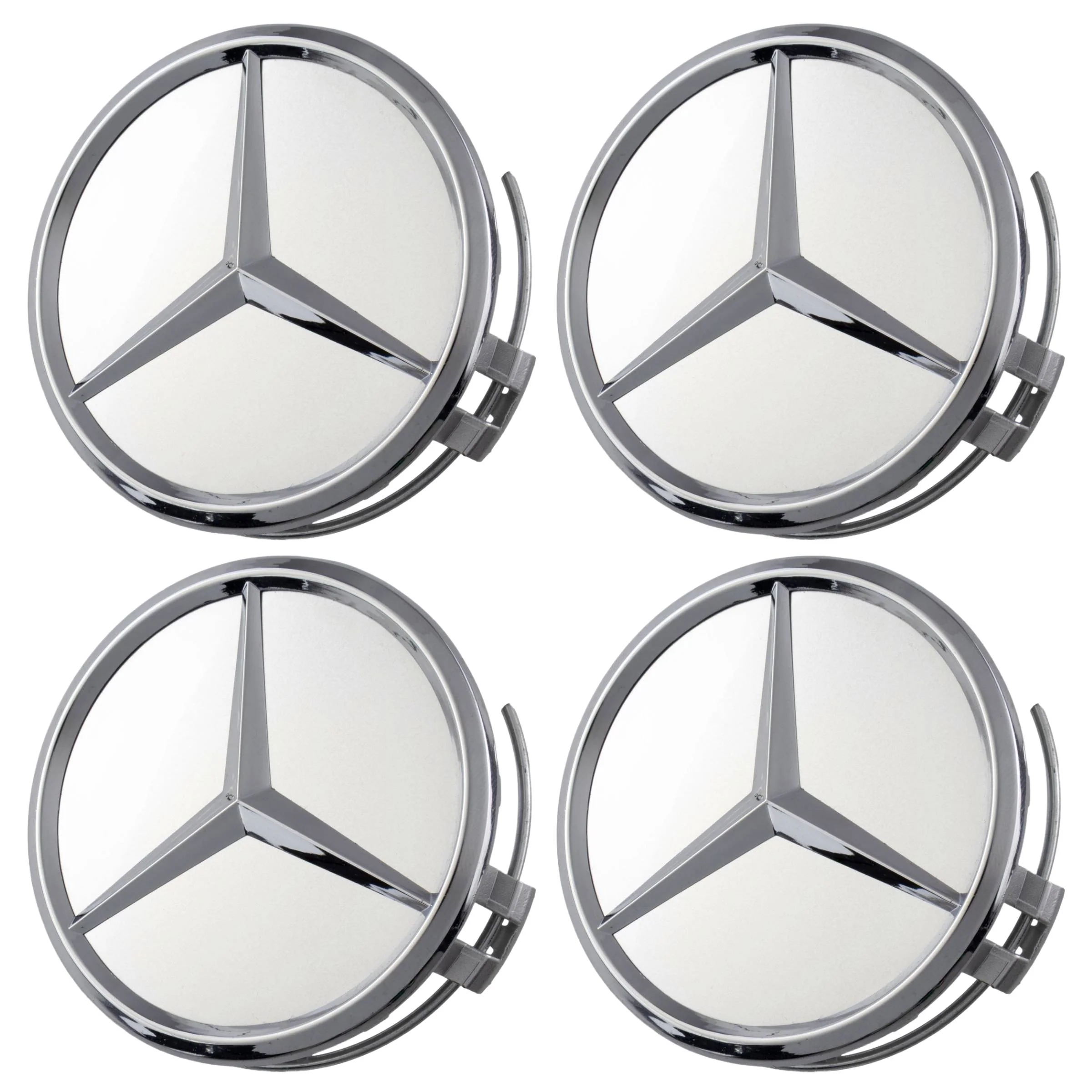 Mercedes Hub Caps | Silver Chrome – high-quality car emblem, wheel cap, steering wheel badge or accessory from CarluxParts