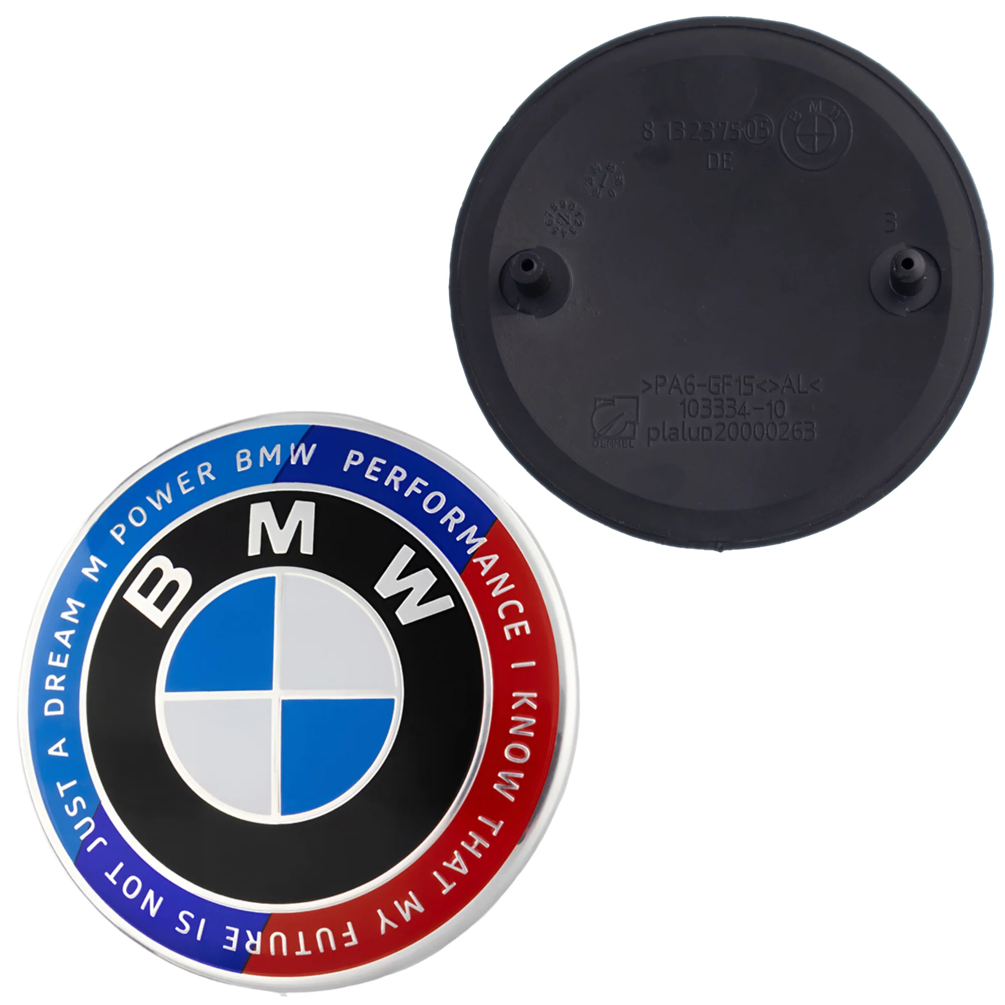 BMW 50th Anniversary Badge | Blue & Red – high-quality car emblem, wheel cap, steering wheel badge or accessory from CarluxParts