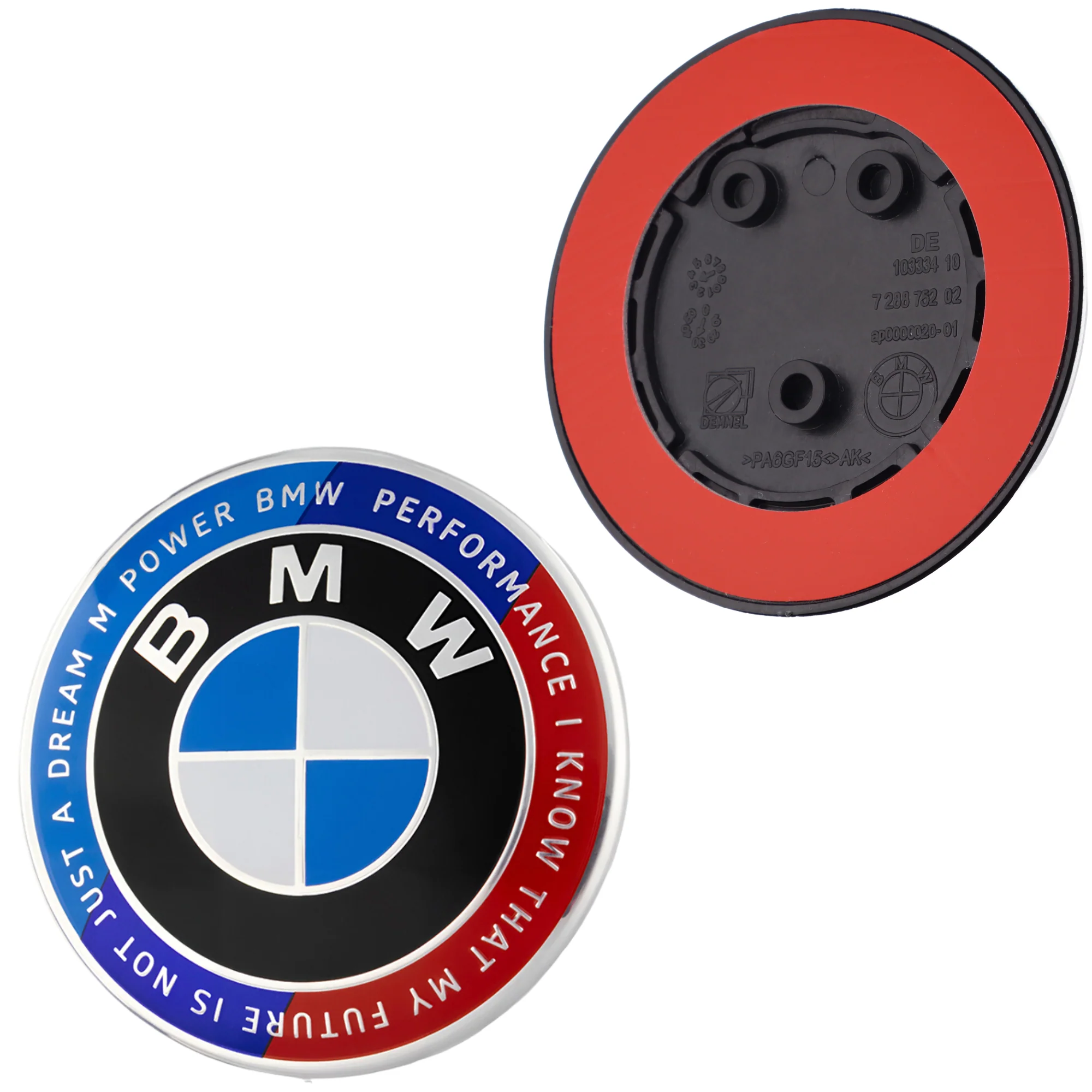 BMW 50th Anniversary Badge | Blue & Red – high-quality car emblem, wheel cap, steering wheel badge or accessory from CarluxParts