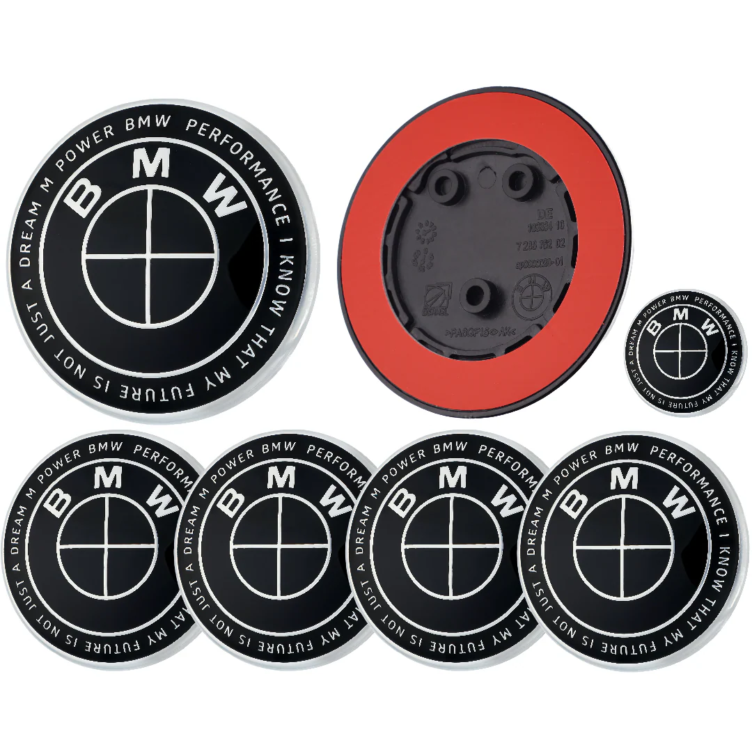 BMW 50th Anniversary Badge | Full Black – high-quality car emblem, wheel cap, steering wheel badge or accessory from CarluxParts