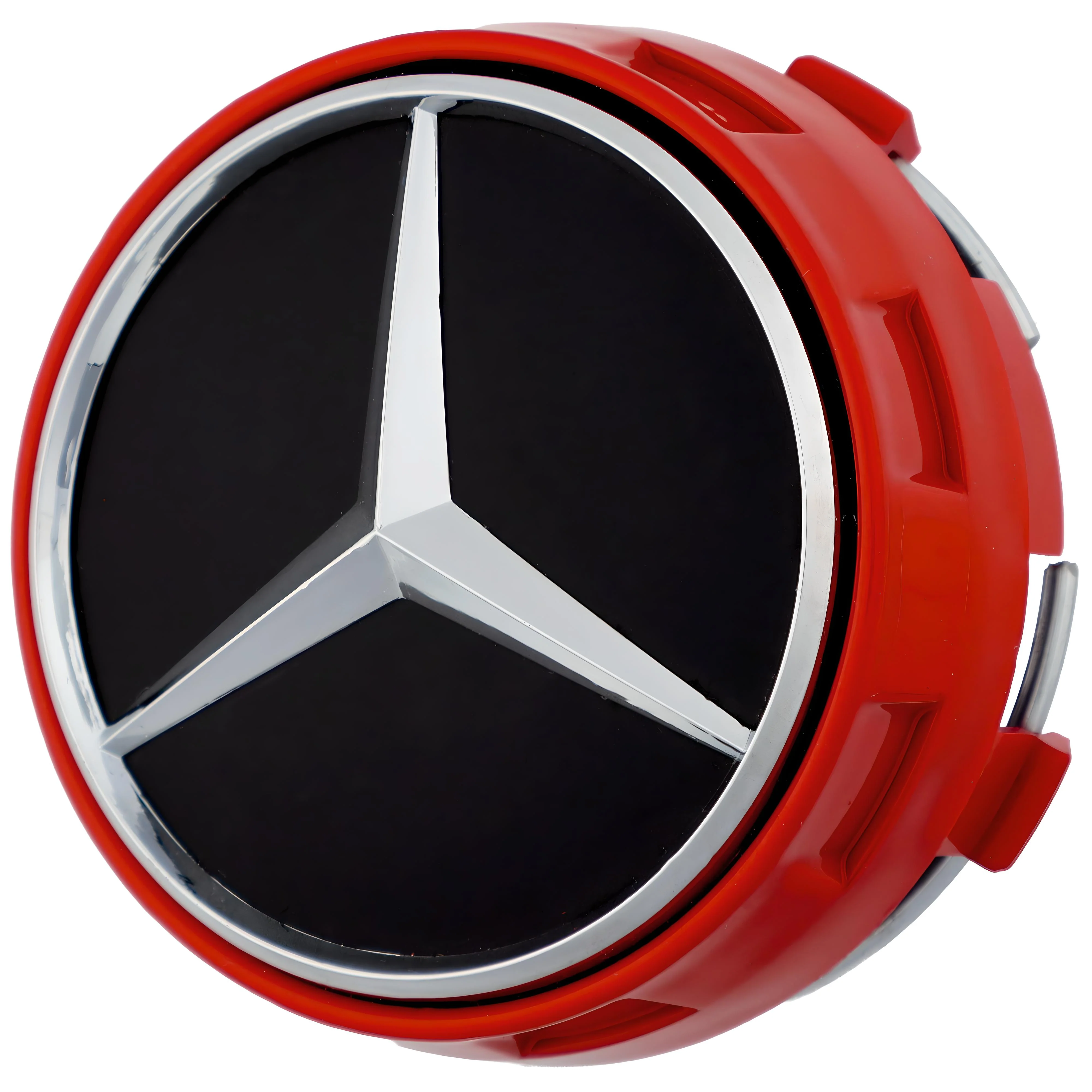 Mercedes Elevated Hub Caps | Gloss Red – high-quality car emblem, wheel cap, steering wheel badge or accessory from CarluxParts