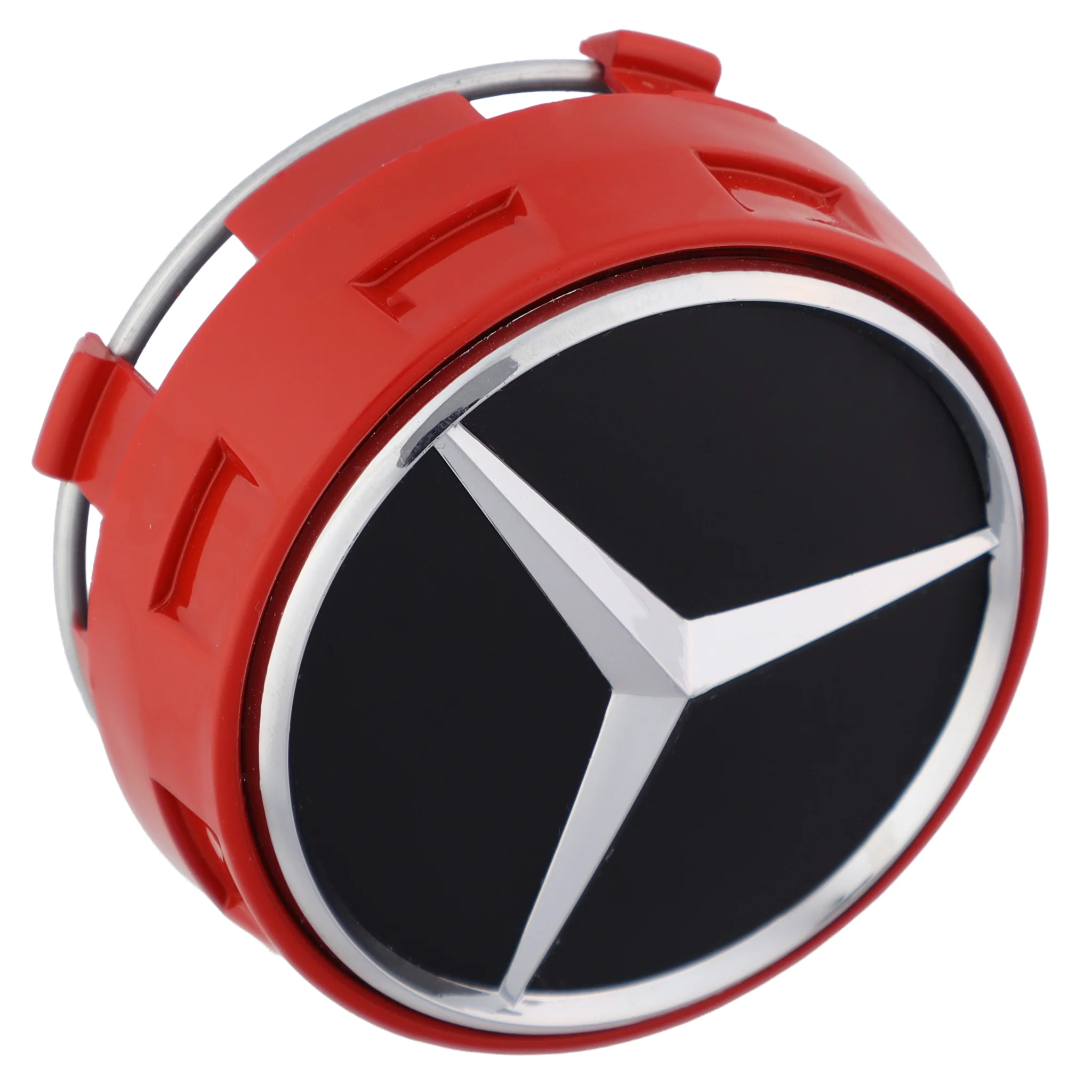 Mercedes Elevated Hub Caps | Gloss Red – high-quality car emblem, wheel cap, steering wheel badge or accessory from CarluxParts