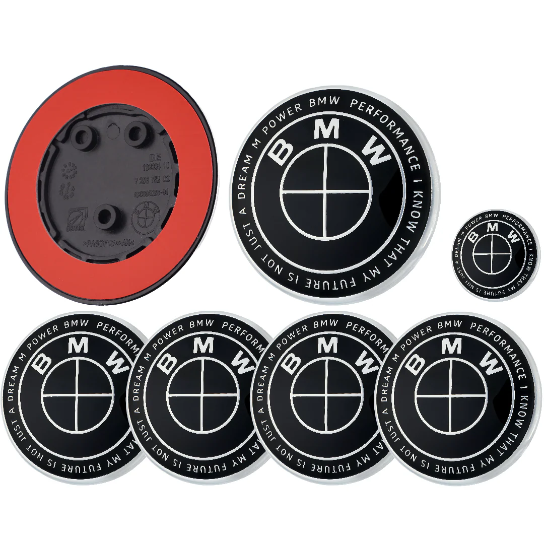BMW 50th Anniversary Badge | Full Black – high-quality car emblem, wheel cap, steering wheel badge or accessory from CarluxParts