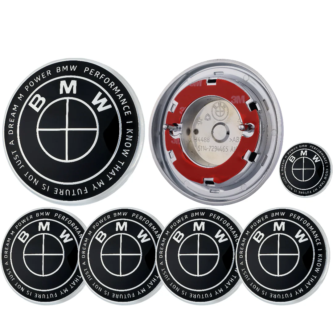 BMW 50th Anniversary Badge | Full Black – high-quality car emblem, wheel cap, steering wheel badge or accessory from CarluxParts