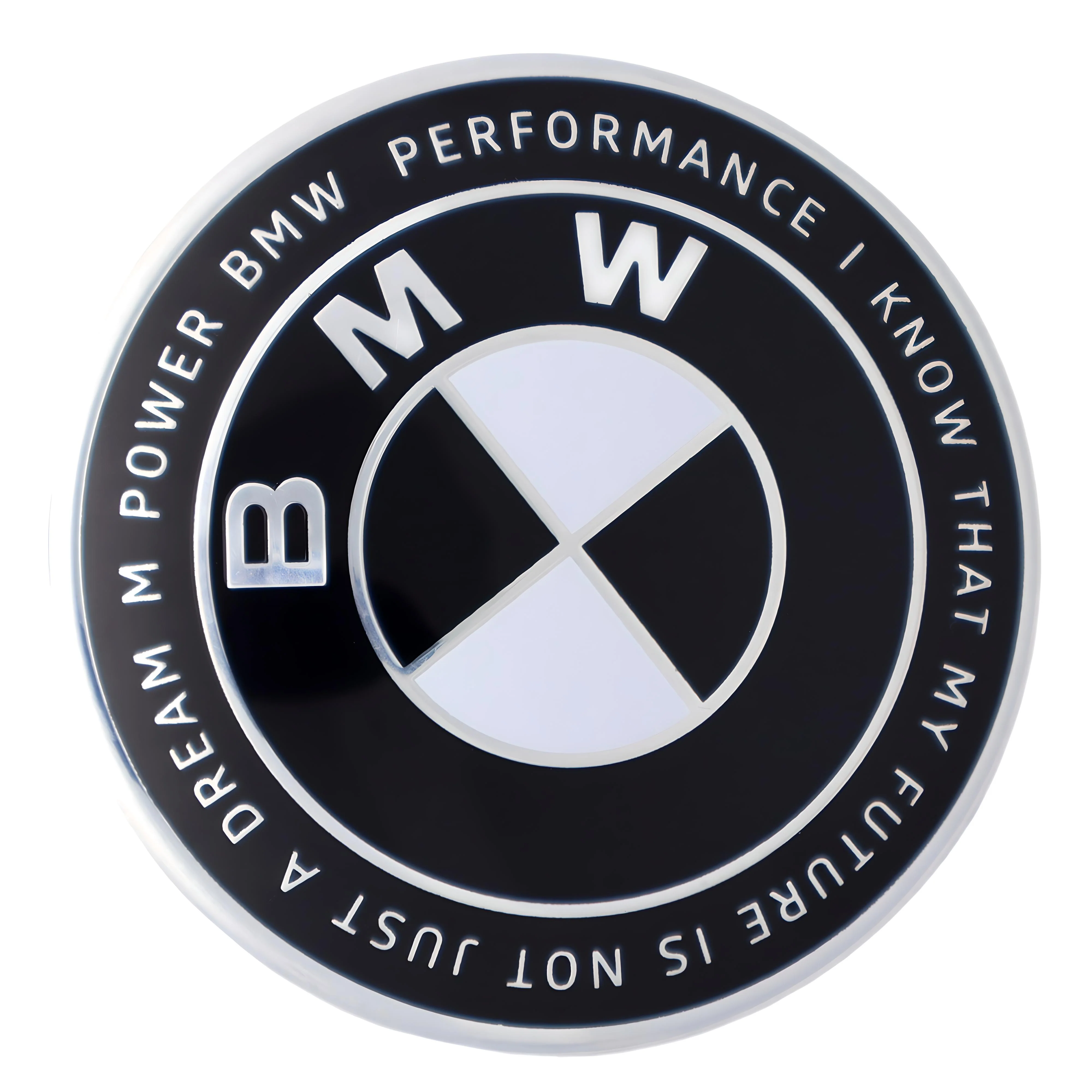 BMW 50th Anniversary Badge | Black & White – high-quality car emblem, wheel cap, steering wheel badge or accessory from CarluxParts